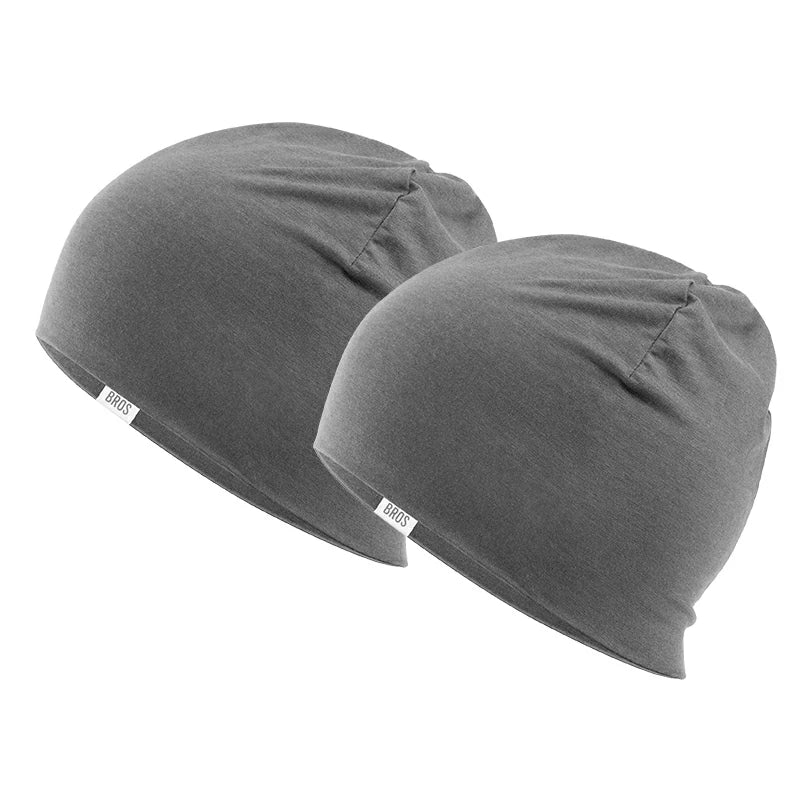 Warm windproof Tencel wool cycling skull cap with ear protection for cold weather rides.#Color_Light Gray*2