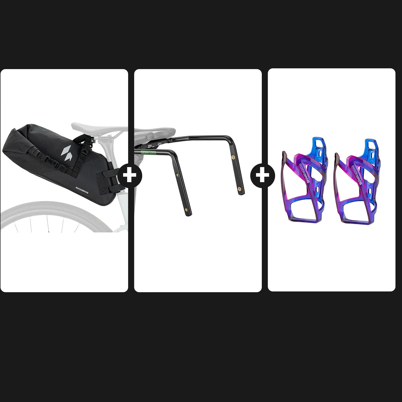 13L Bikepacking Saddle Bag Set with Stabilizer & Bottle Cages#Color_Blue Purple