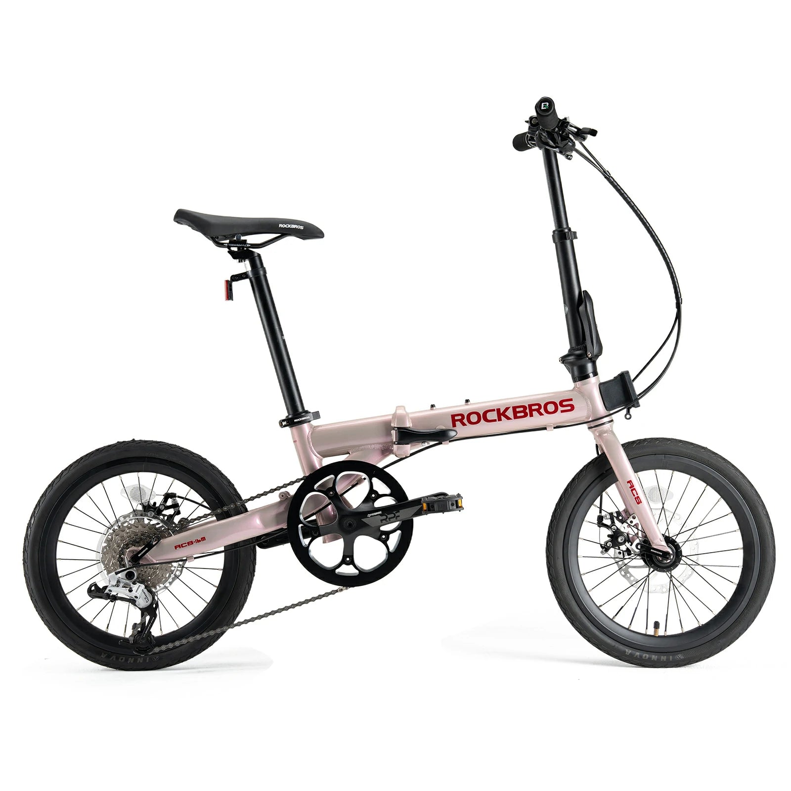 16 Inch Folding Bike 9 Speed #Color_Pink