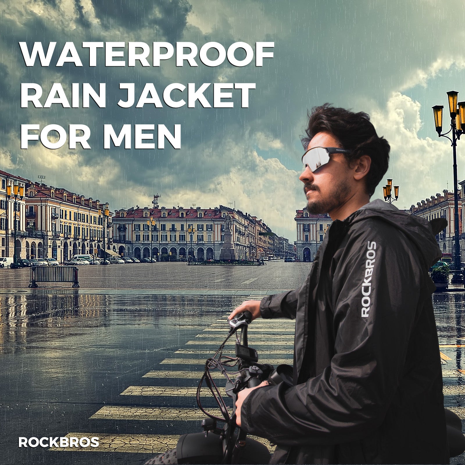 Reflective cycling rain jacket unisex windproof waterproof coat
