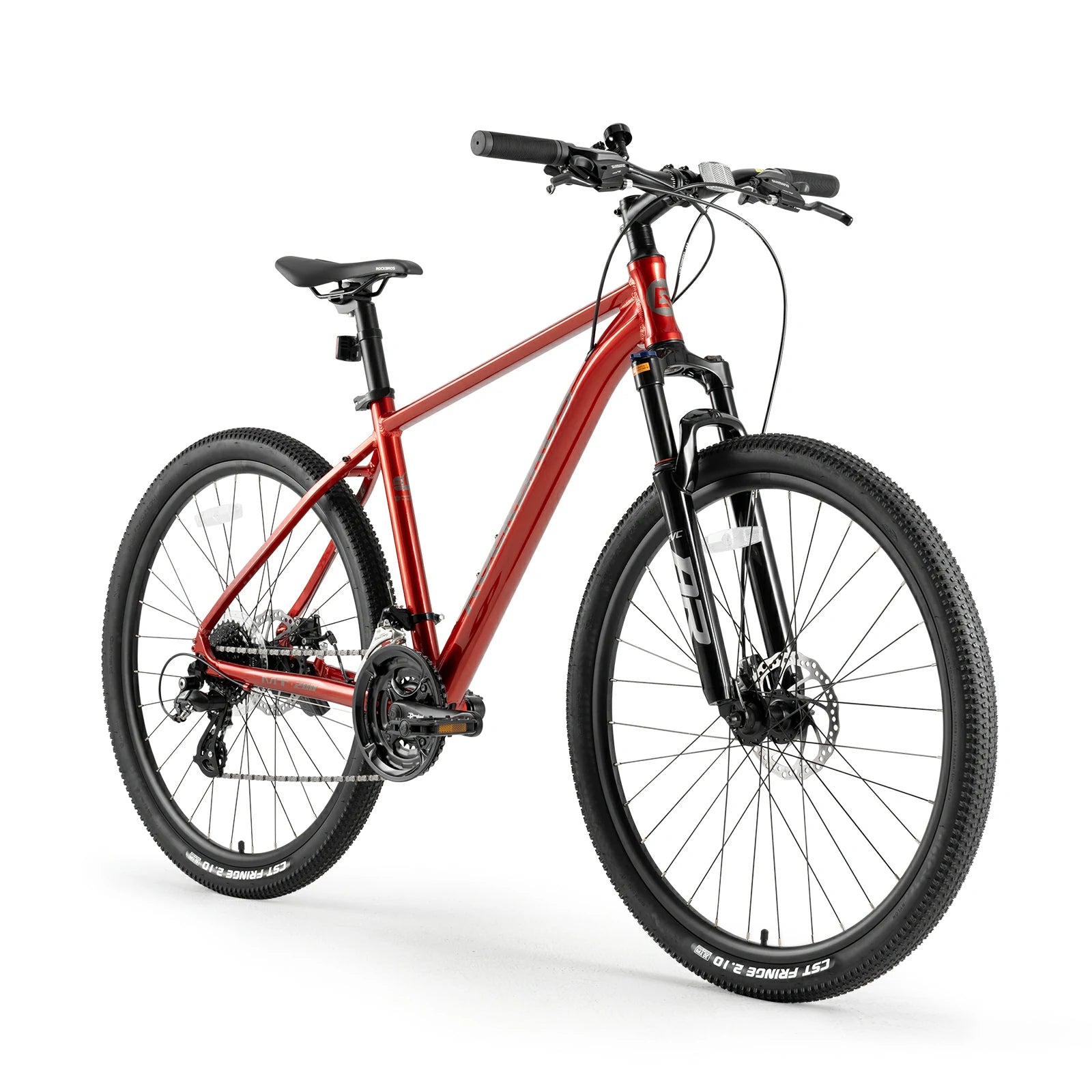 Hydraulic disc brake system on ROCKBROS MT200 mountain bike.
#color_red