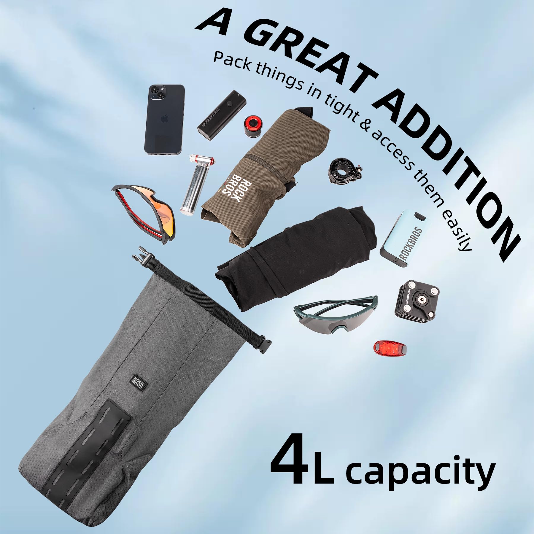 ROCKBROS Bike Waterproof 4L Front Fork Bag with Bike Rack - ROCKBROS