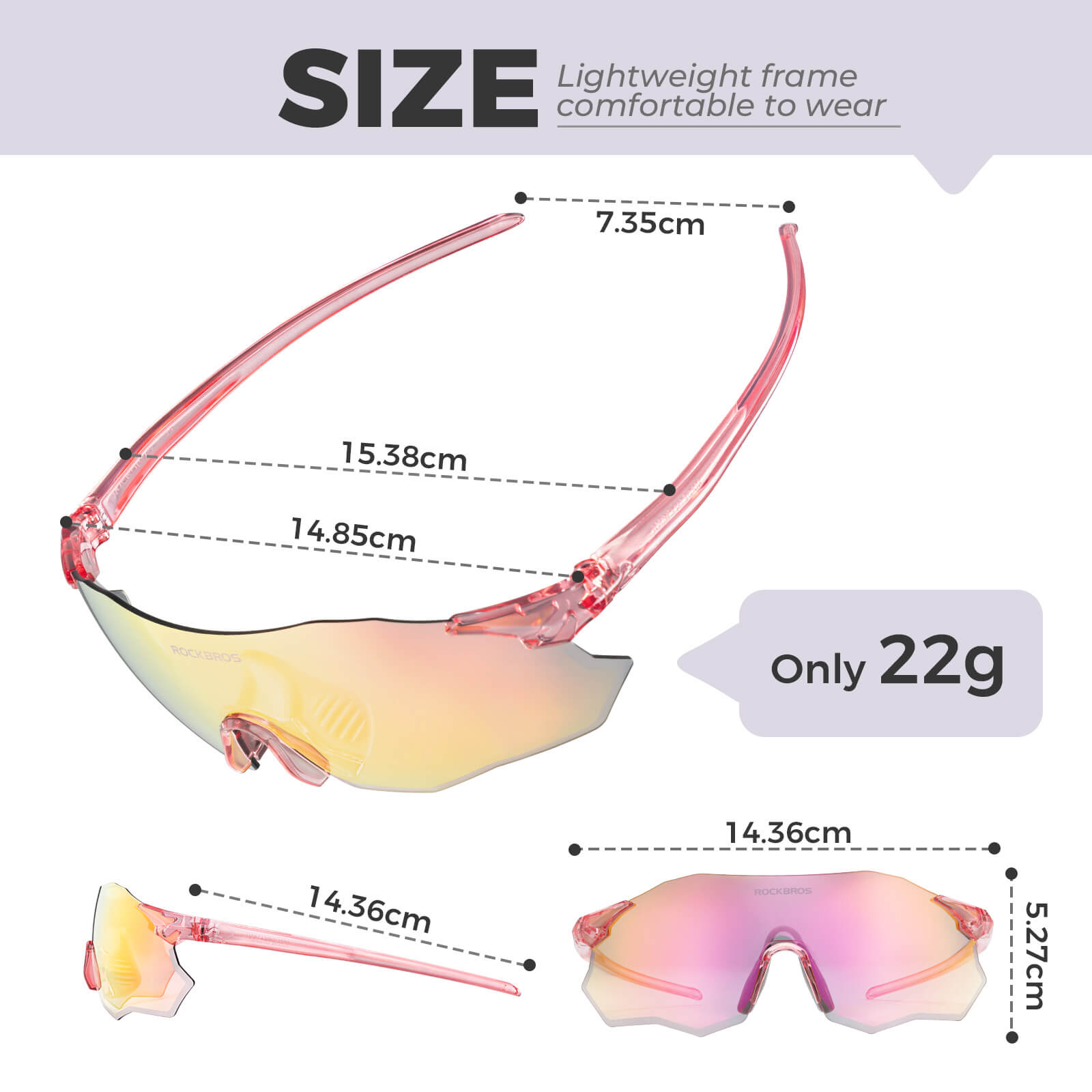 ROCKBROS photochromic or polarised cycling sunglasses SP359, UV400 protection sports eyewear for men and women.