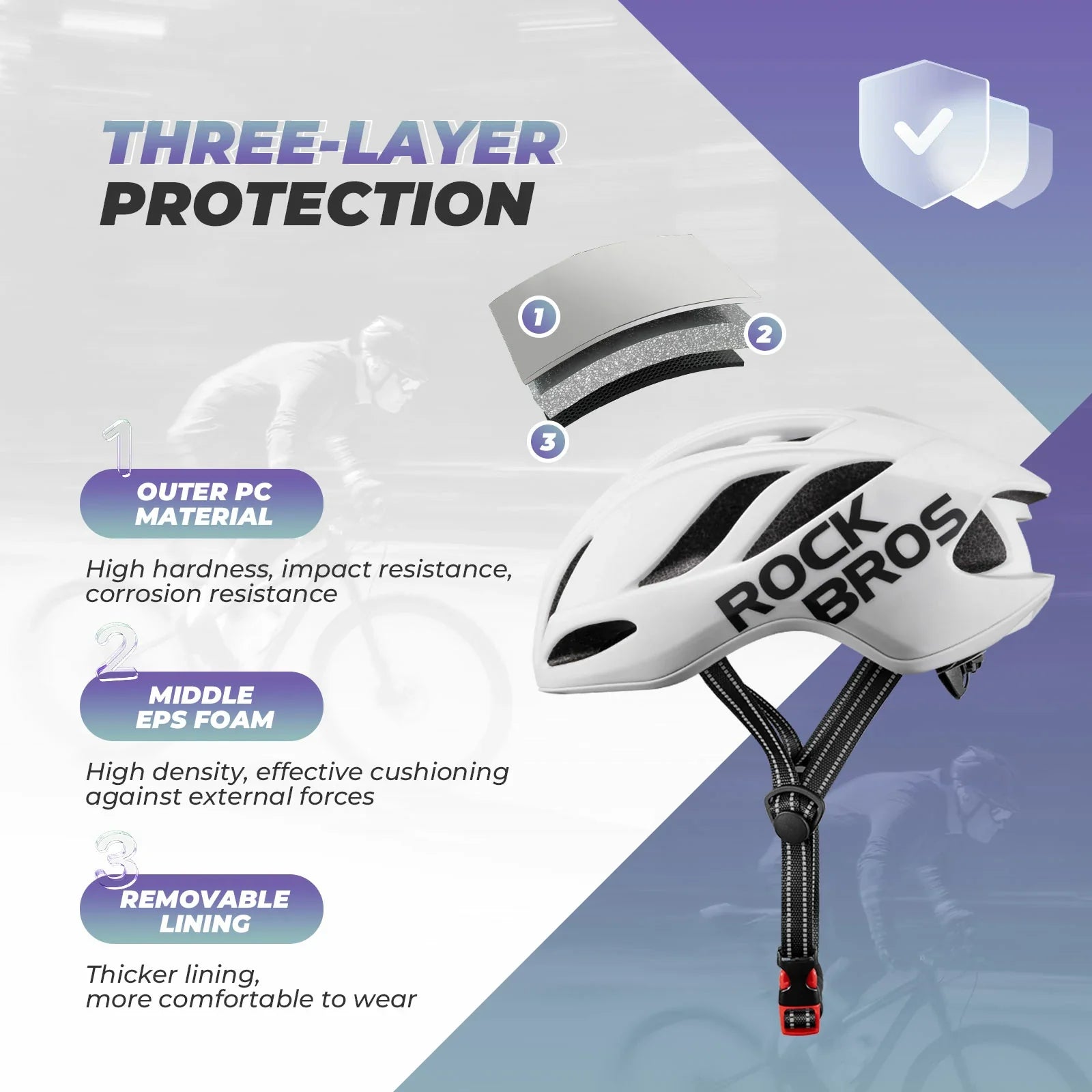 bike helmet with maximum protection and ultimate comfort for cycling safety#color_dark white