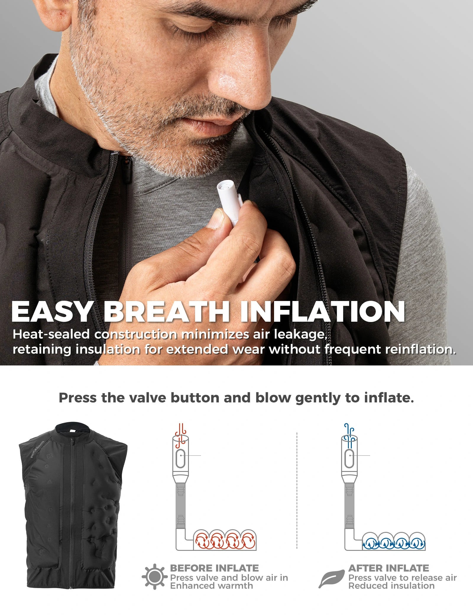 Lightweight Thermal Cycling Gilet with 3D Air-Layer Insulation