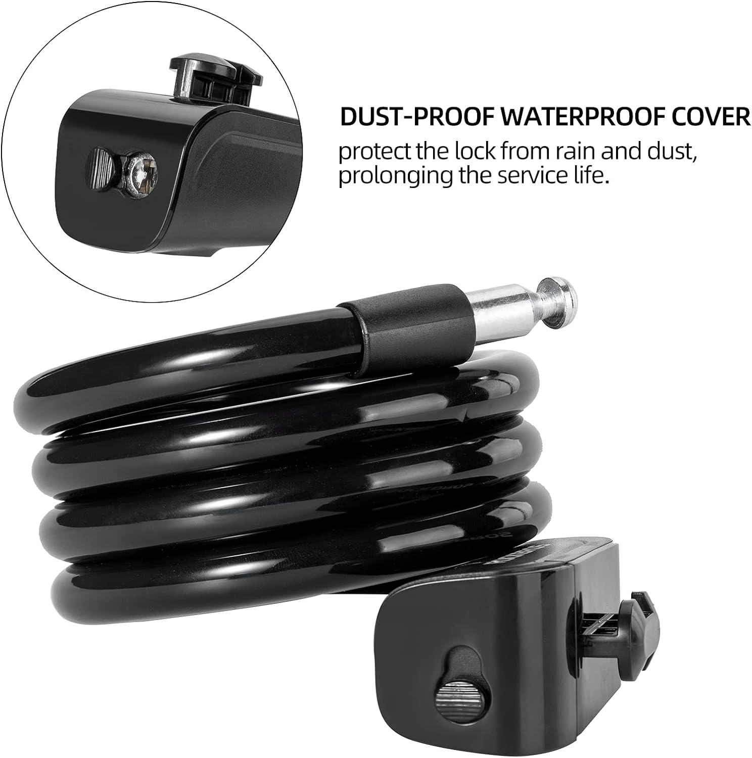 ROCKBROS 4ft Bike Cable Lock - Secure, Lightweight with Mounting Bracket#Color_Black