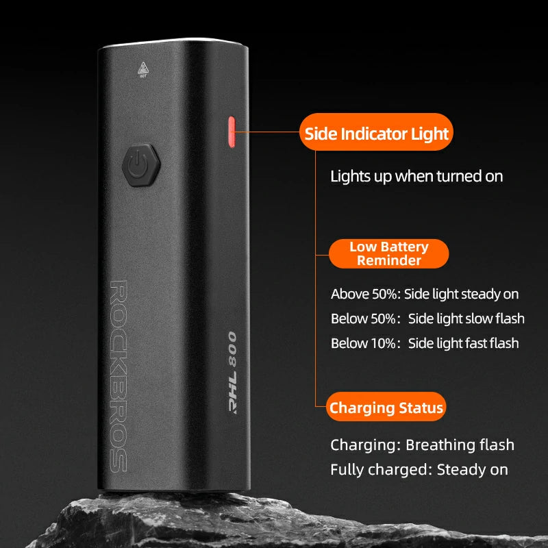 ROCKBROS Bike Light 800 Lumens USB Rechargeable Bike Headlight Super Bright #Type_RHL800