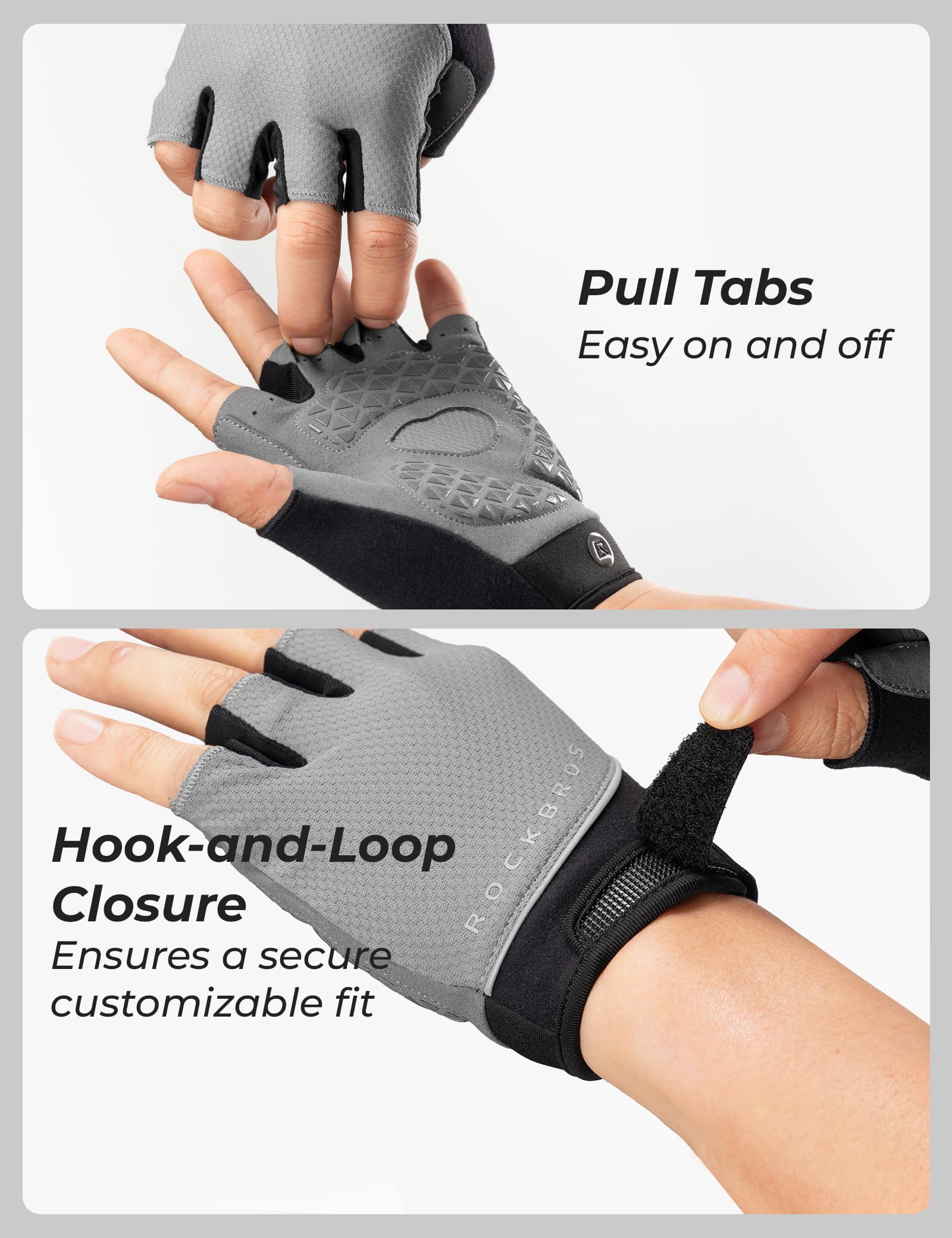 Gel padded half-finger cycling gloves detail view
