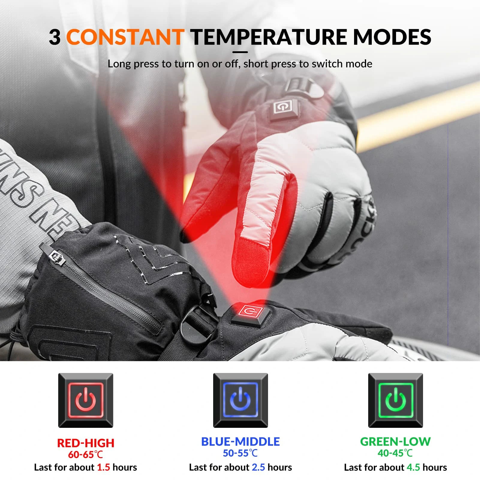 Composite fibre heating gloves for winter rides