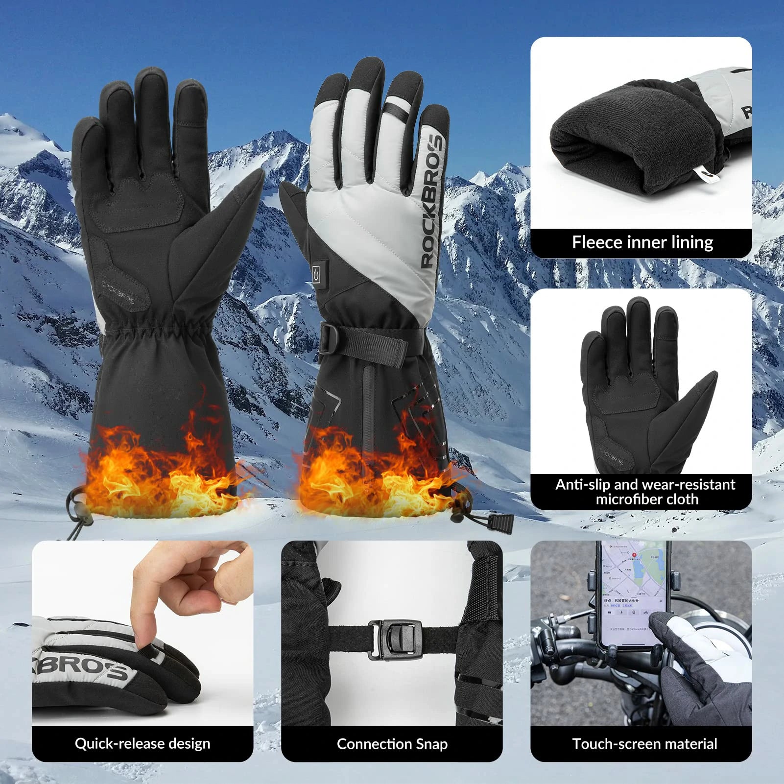 Composite fibre heating gloves for winter rides