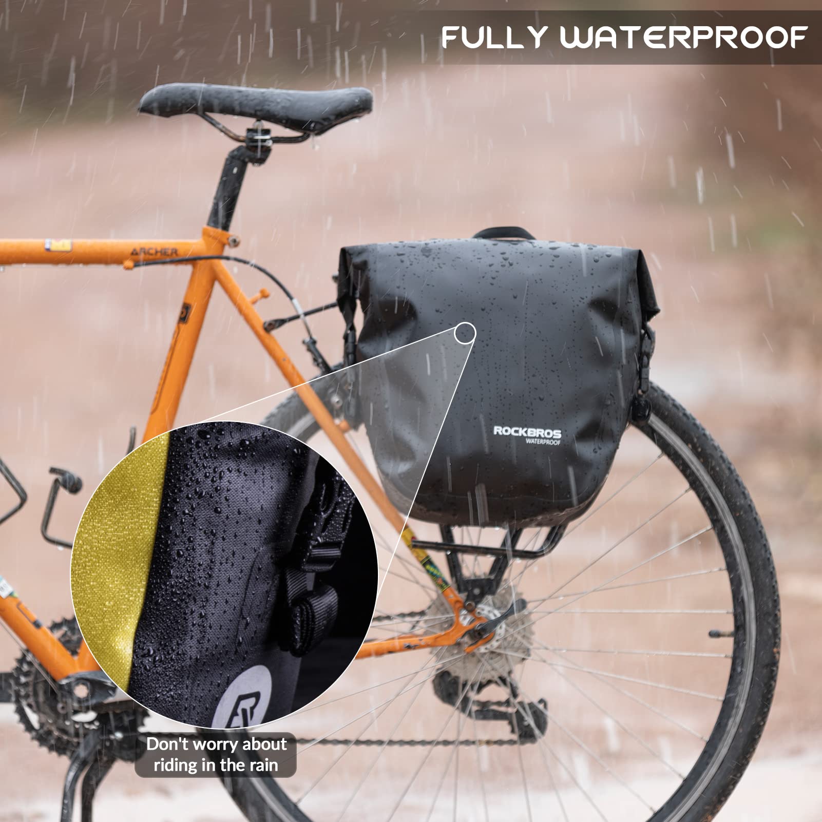 ROCKBROS 100% Waterproof Cycling Pannier Bag 10-12L