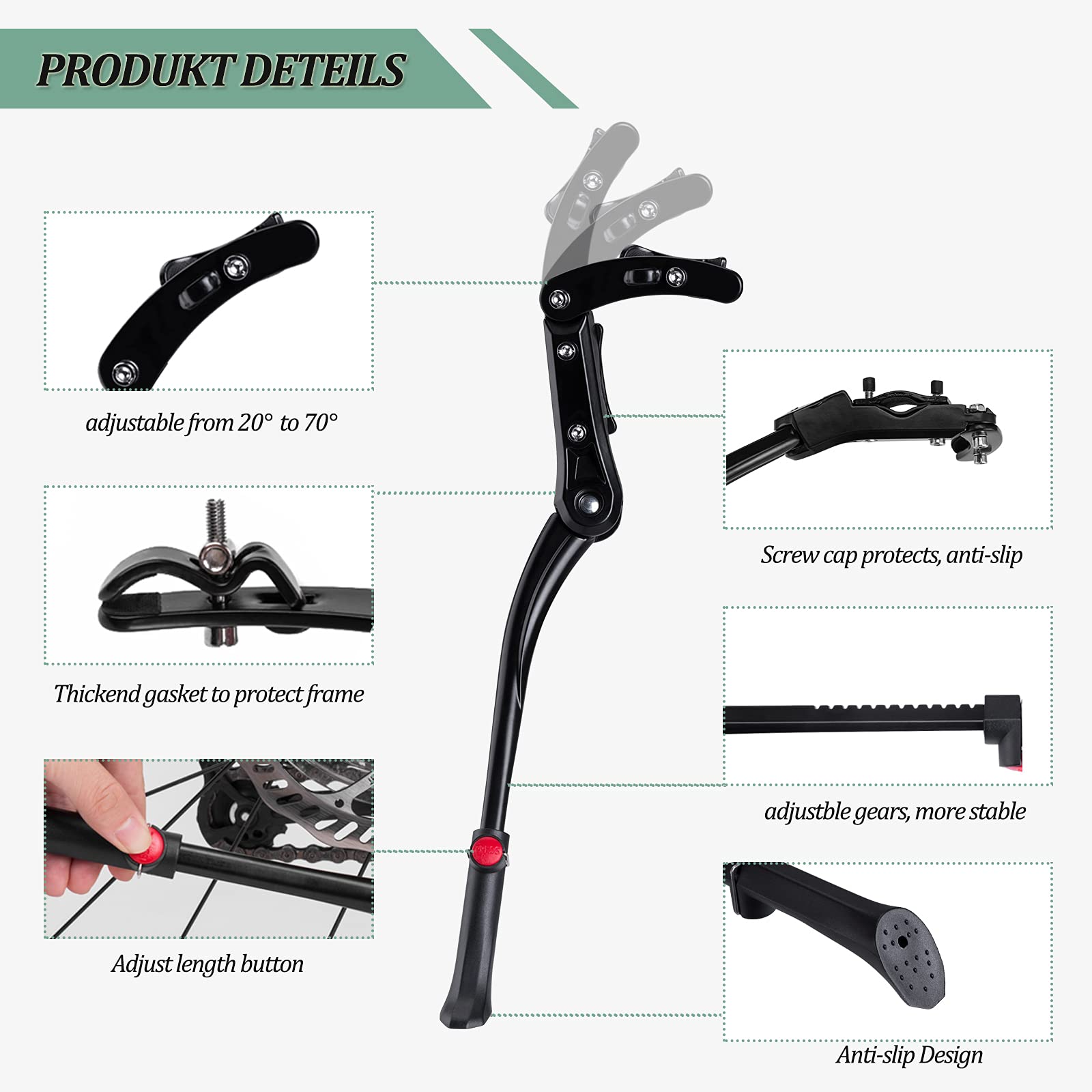 ROCKBROS-Adjustable-Kickstand-Aluminum-Alloy-for-24-29-Inch-Bike