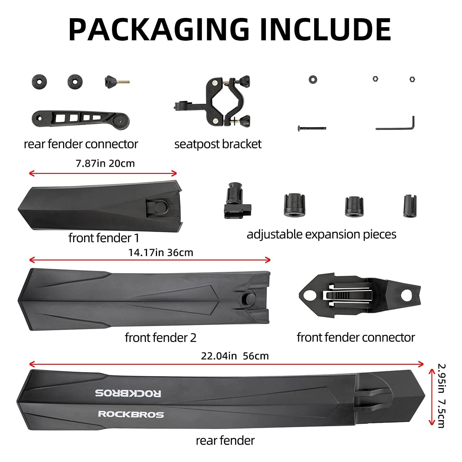 ROCKBROS Adjustable MTB Bicycle Fender Set Front Rear Fender - ROCKBROS-UK