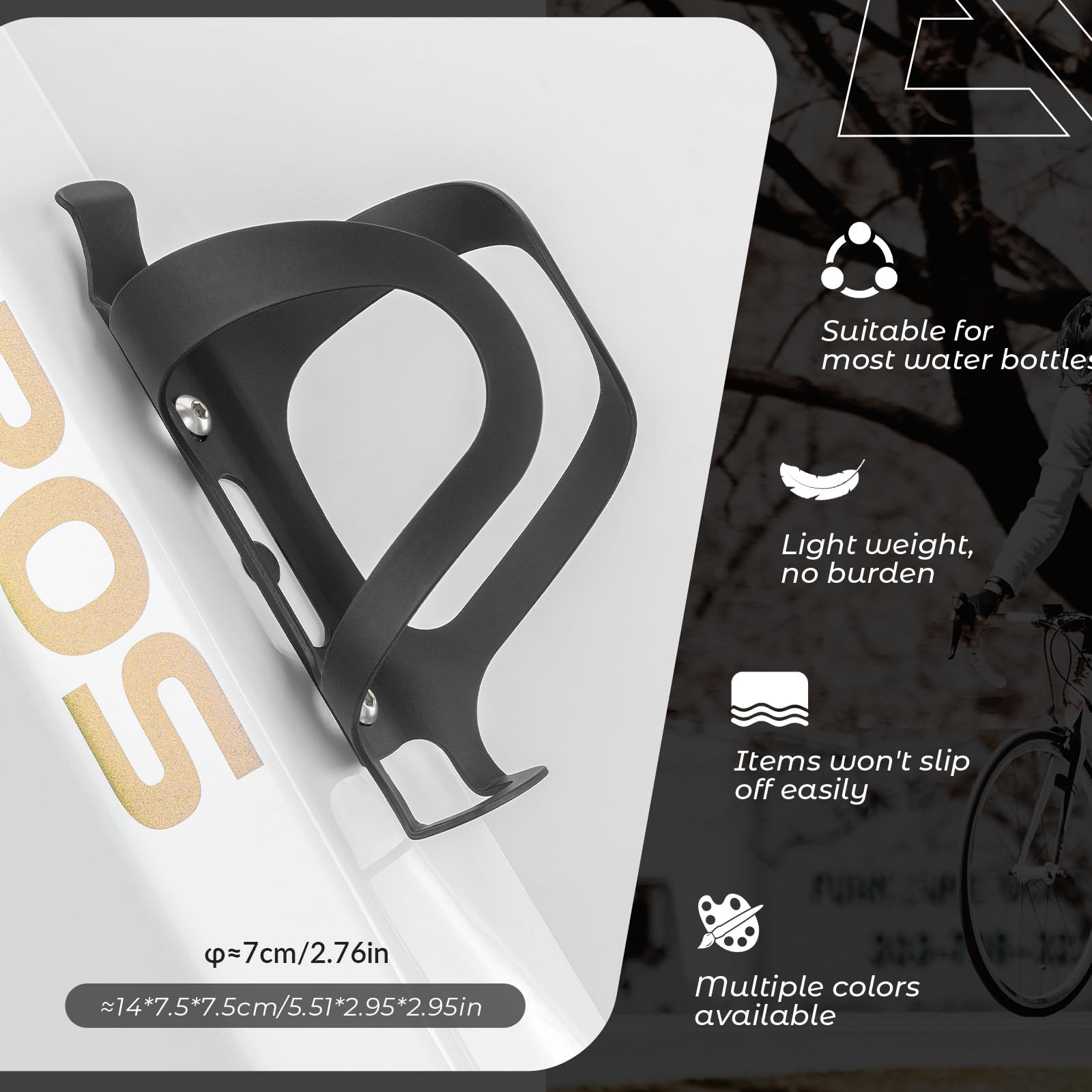 ROCKBROS Aluminum Alloy Lightweight Drinking Bottle Cage for MTB Road Bike #Color_Black