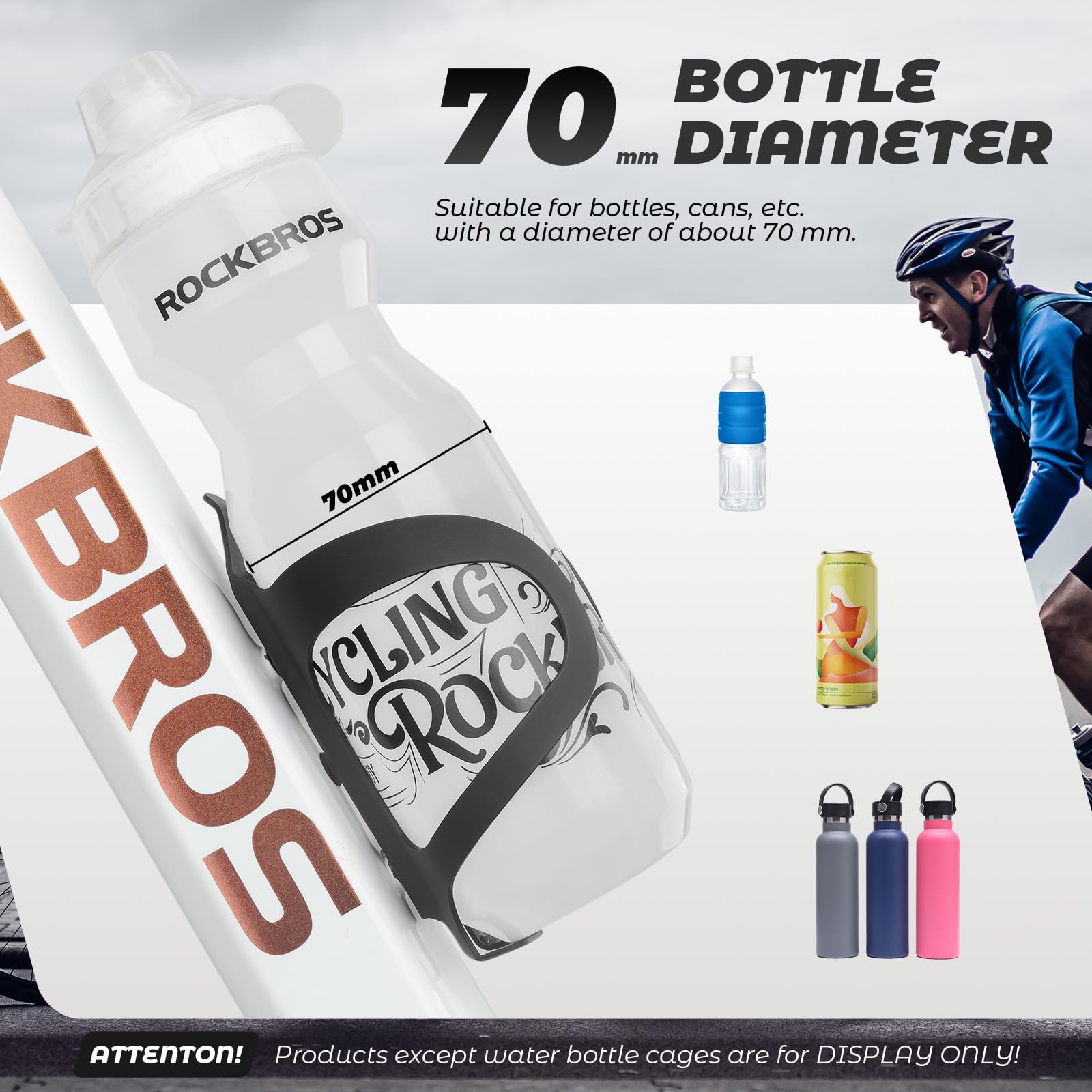 ROCKBROS Aluminum Alloy Lightweight Drinking Bottle Cage for MTB Road Bike #Color_Black