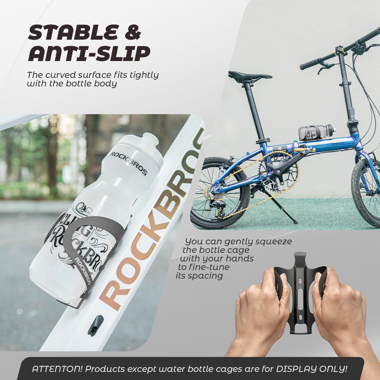 ROCKBROS Aluminum Alloy Lightweight Drinking Bottle Cage for MTB Road Bike #Color_Black