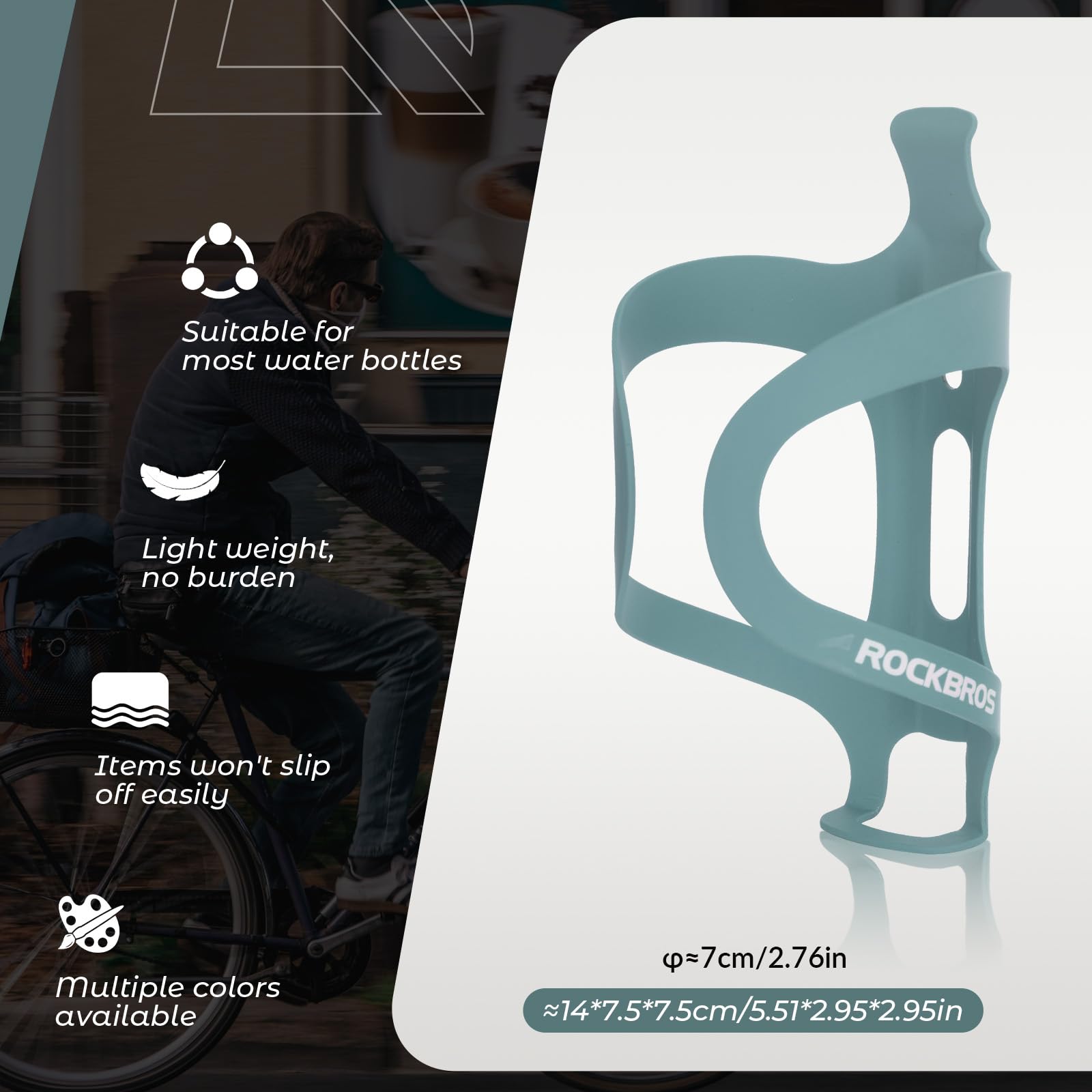 ROCKBROS Aluminum Alloy Lightweight Drinking Bottle Cage for MTB Road Bike #Color_Blue