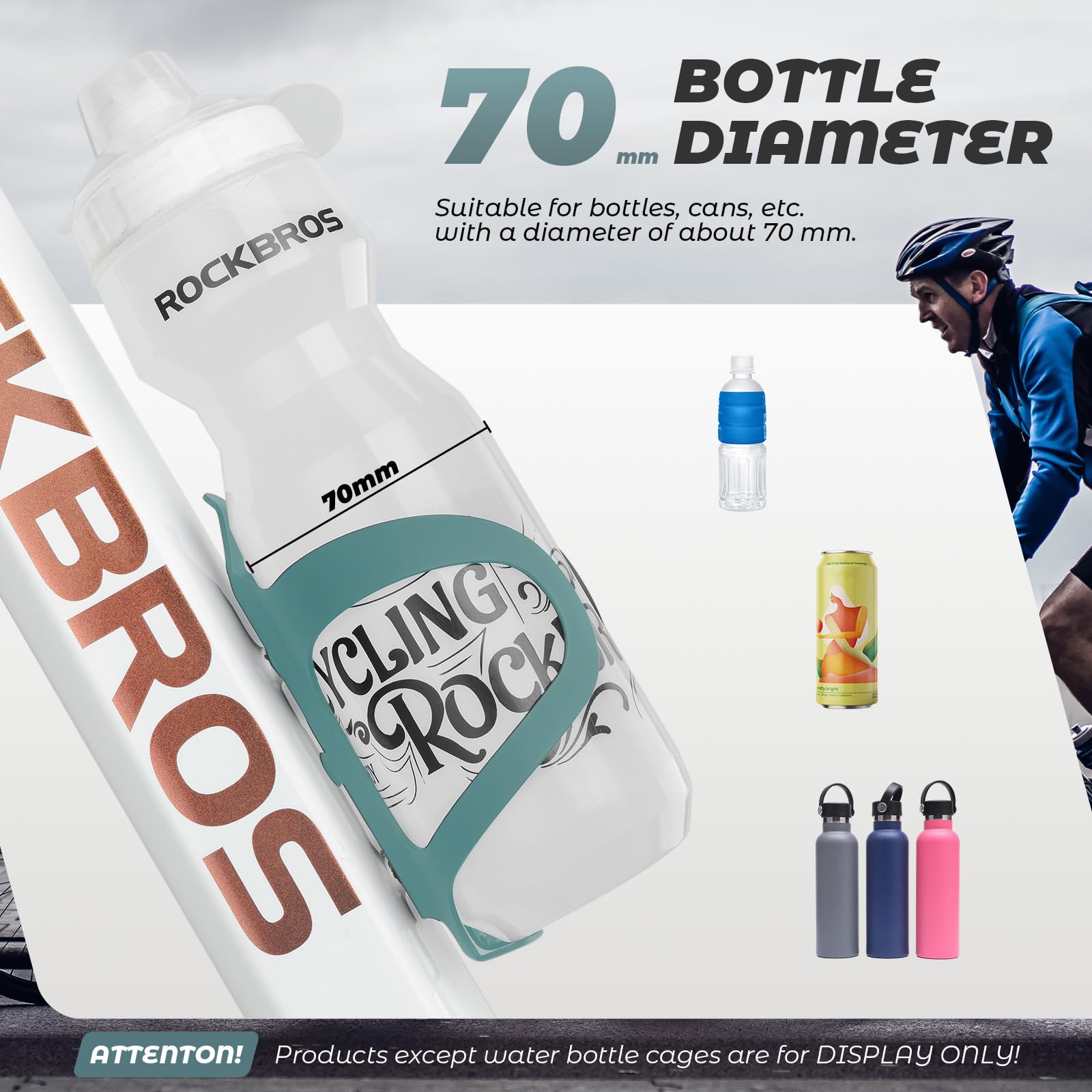 ROCKBROS Aluminum Alloy Lightweight Drinking Bottle Cage for MTB Road Bike #Color_Blue