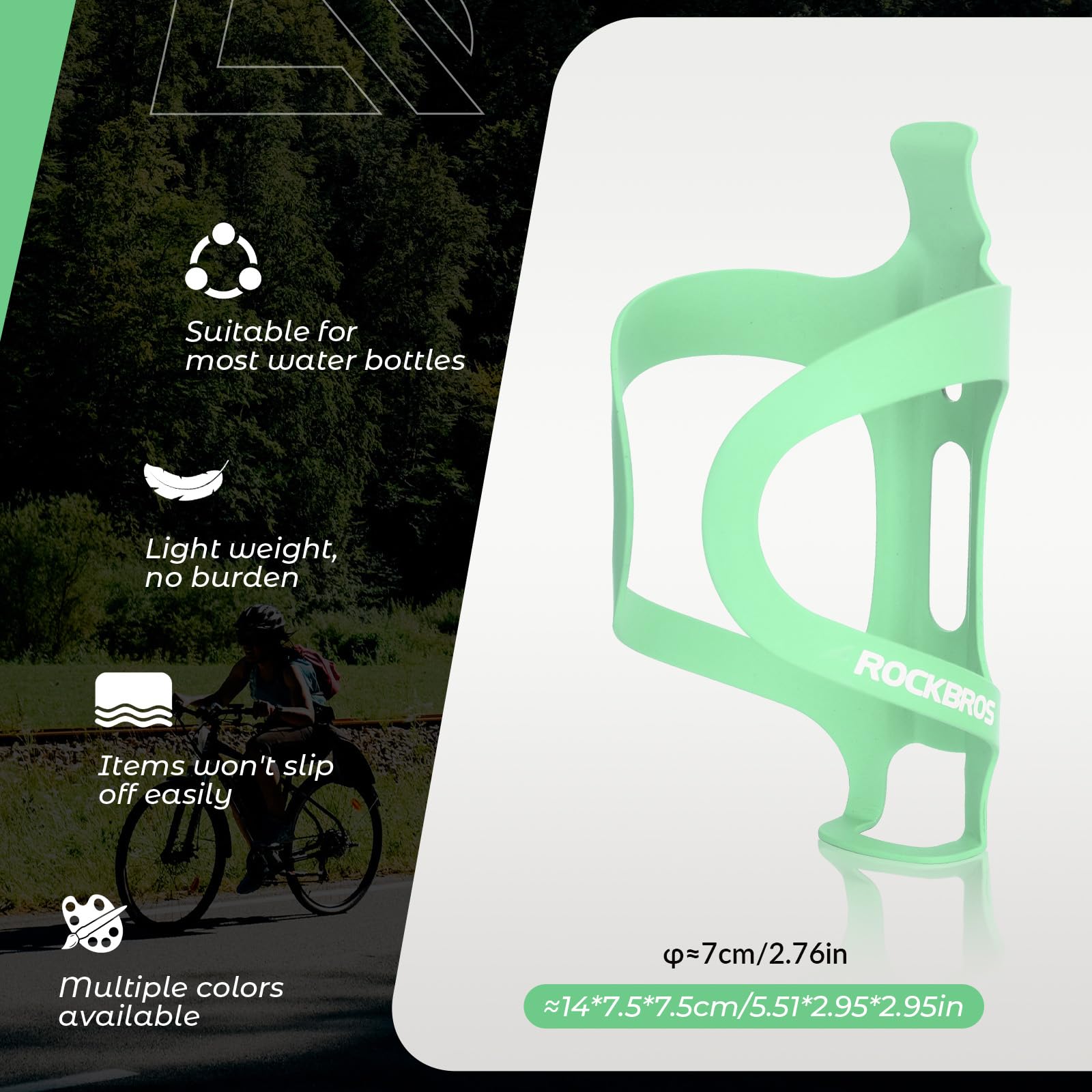 ROCKBROS Aluminum Alloy Lightweight Drinking Bottle Cage for MTB Road Bike #Color_Green