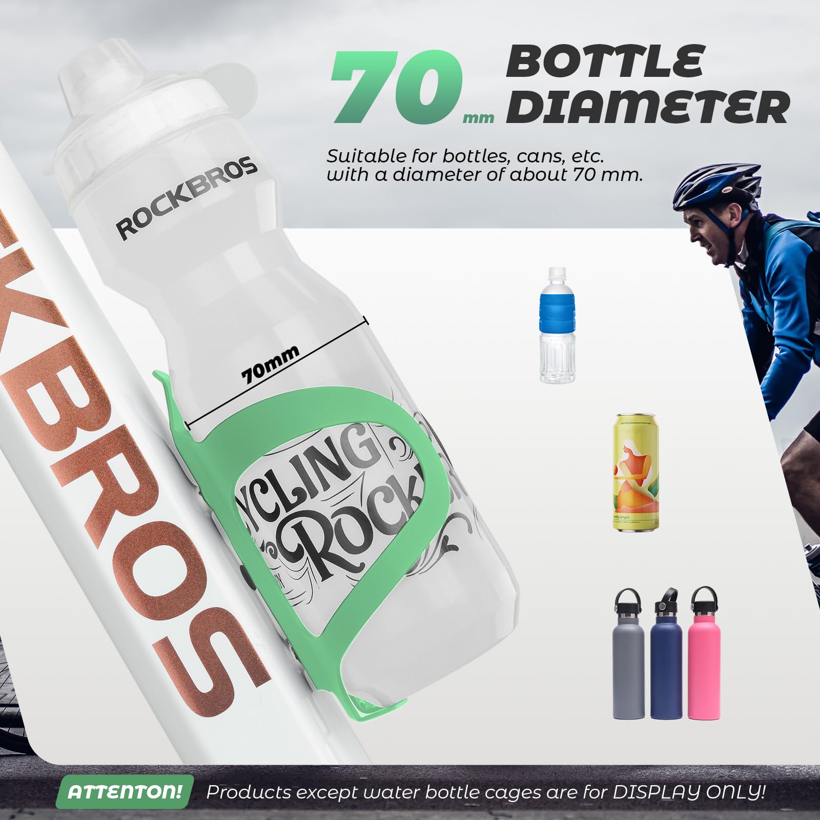 ROCKBROS Aluminum Alloy Lightweight Drinking Bottle Cage for MTB Road Bike #Color_Green