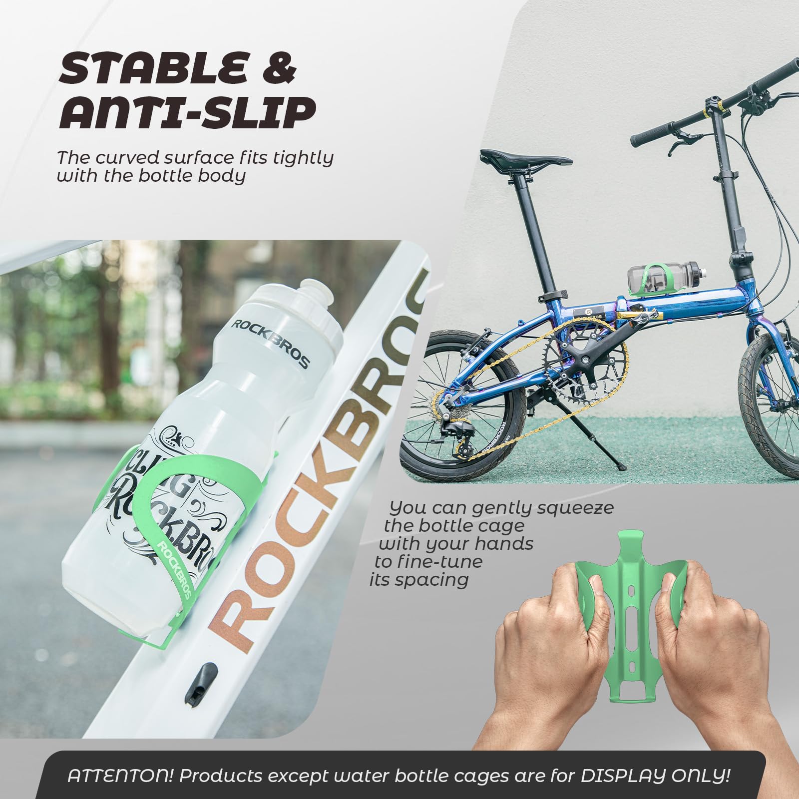 ROCKBROS Aluminum Alloy Lightweight Drinking Bottle Cage for MTB Road Bike #Color_Green