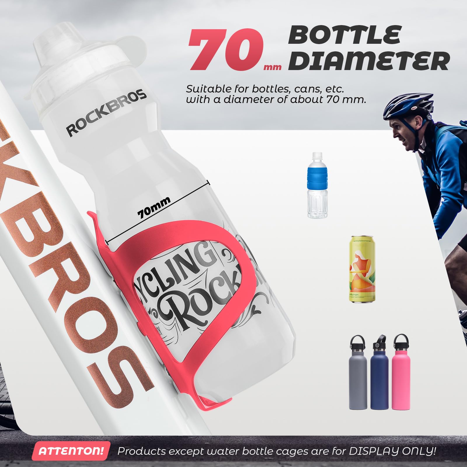 ROCKBROS Aluminum Alloy Lightweight Drinking Bottle Cage for MTB Road Bike #Color_Red