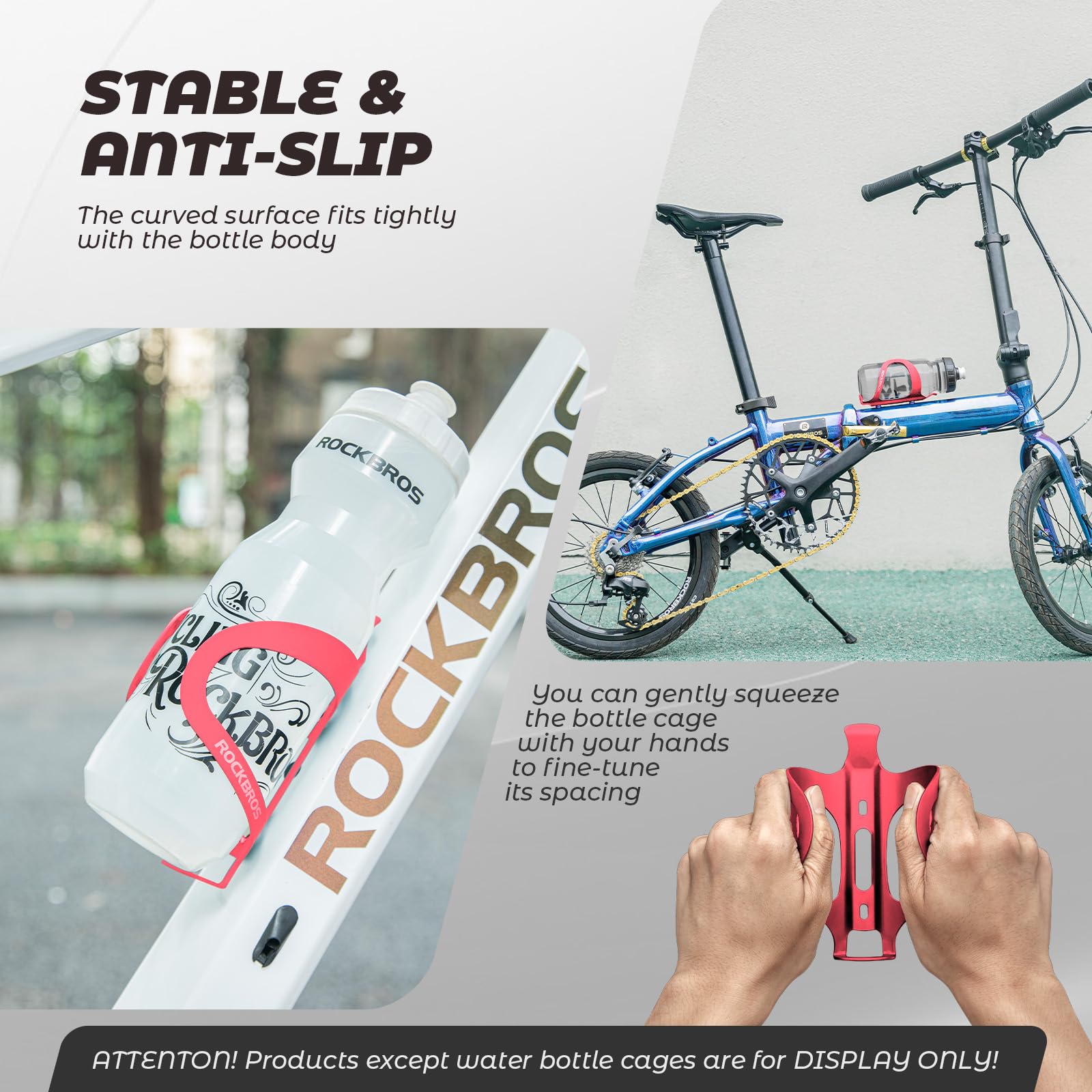 ROCKBROS Aluminum Alloy Lightweight Drinking Bottle Cage for MTB Road Bike #Color_Red