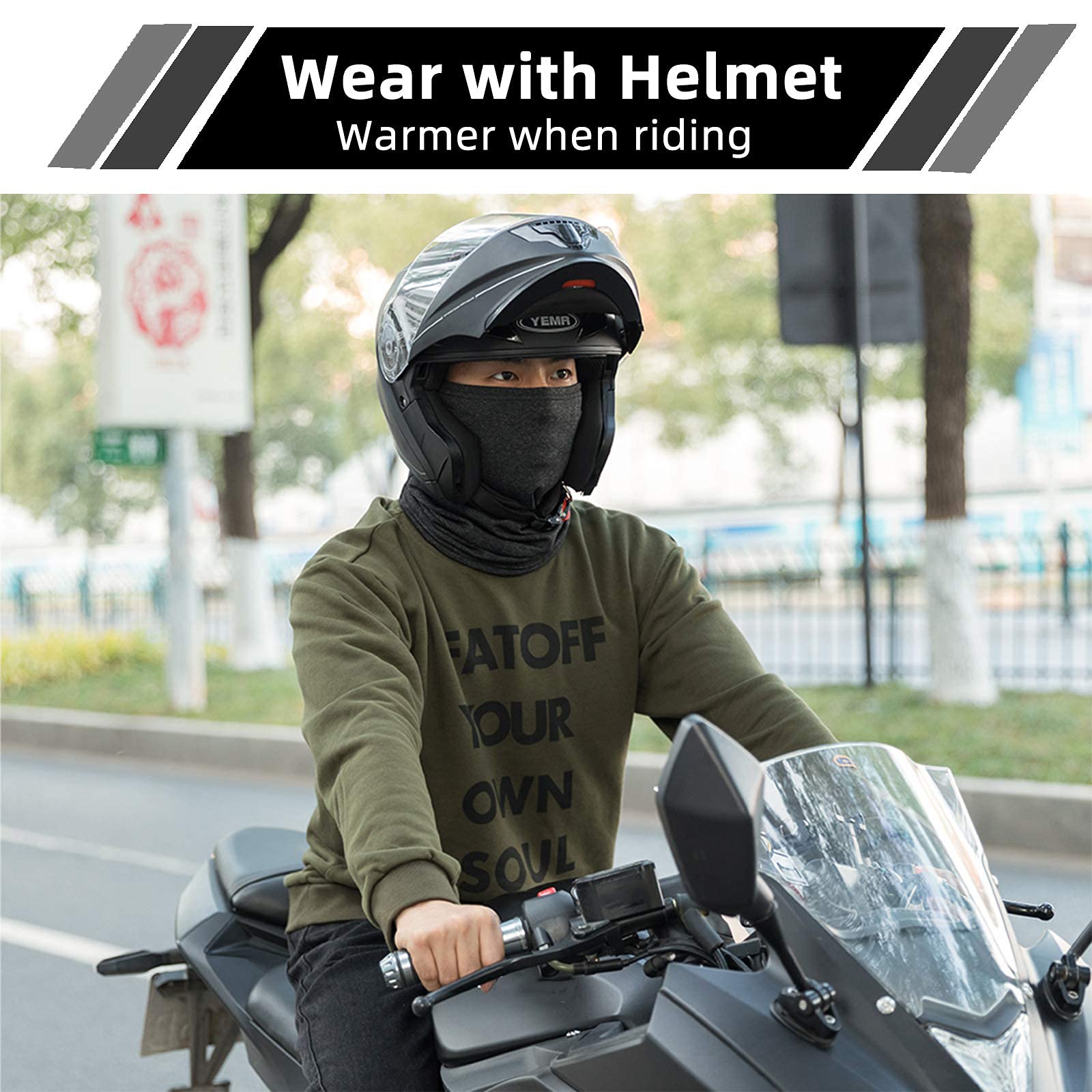 ROCKBROS Balaclava Face Masks Neck Warmer Multifunctional Windproof #Color_Black