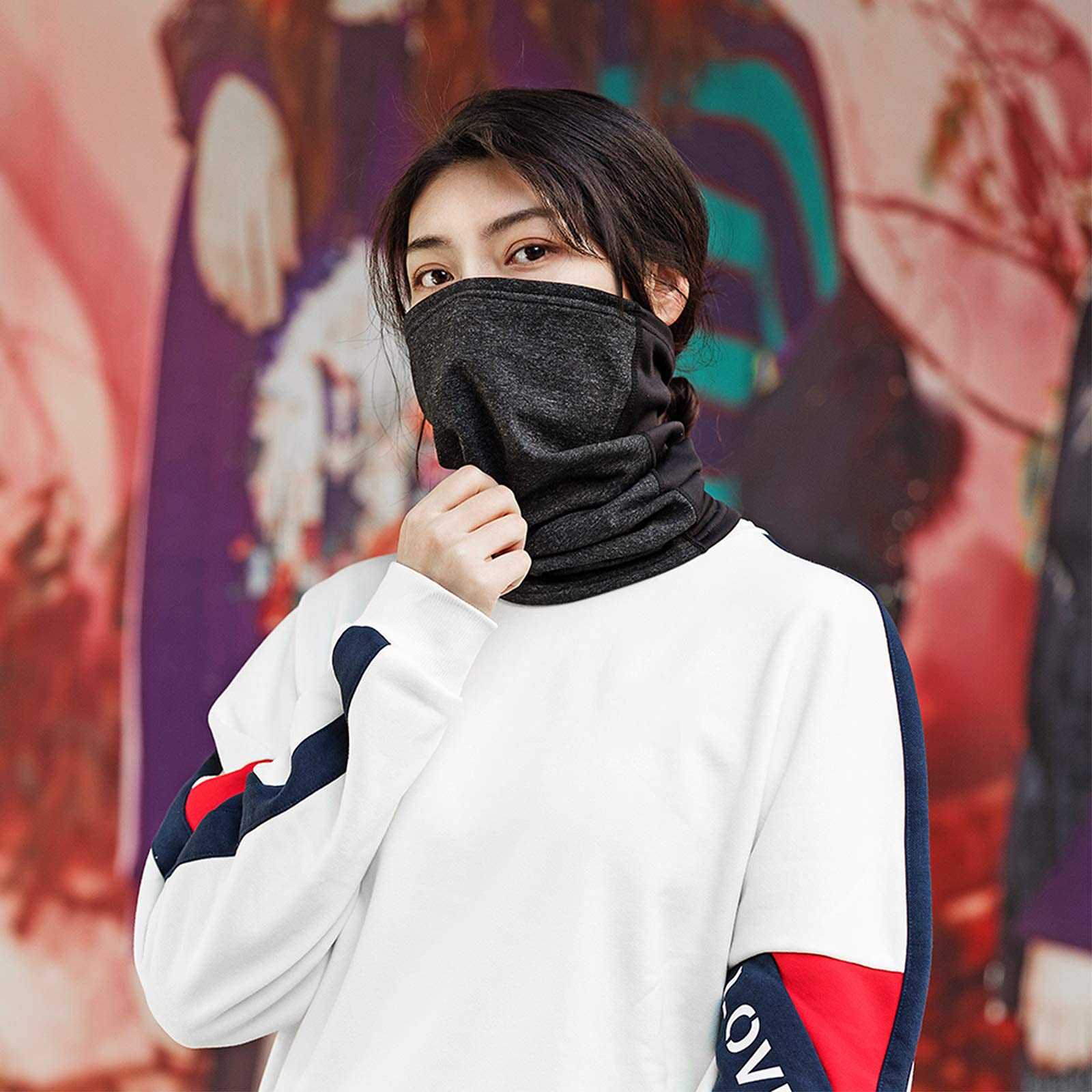 ROCKBROS Balaclava Face Masks Neck Warmer Multifunctional Windproof #Color_Stripe Grey