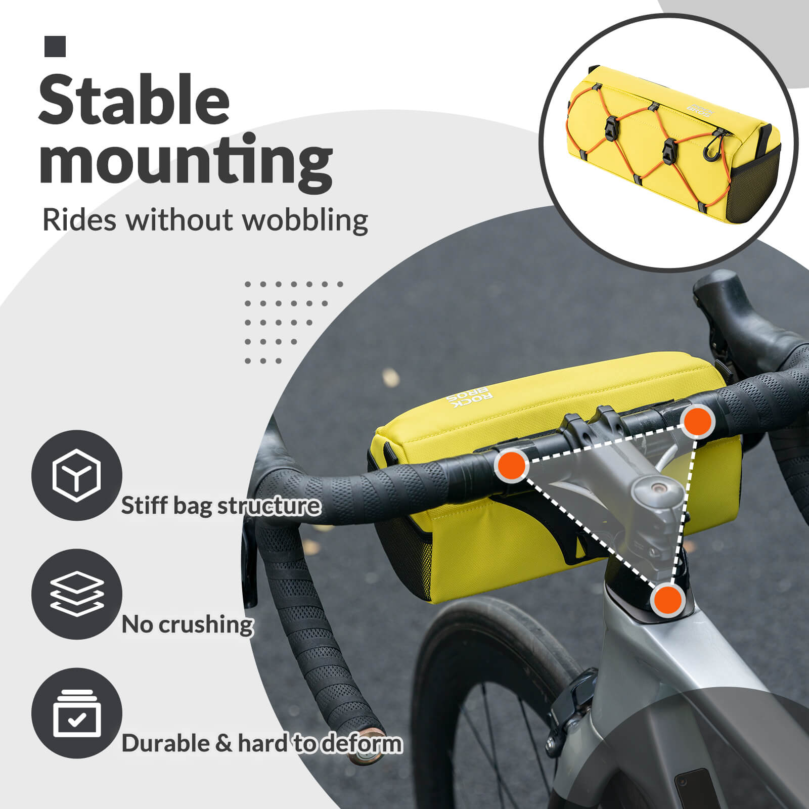 ROCKBROS Handlebar Bag 2.2L – Smart Storage On-The-Go! #Color_Yellow
