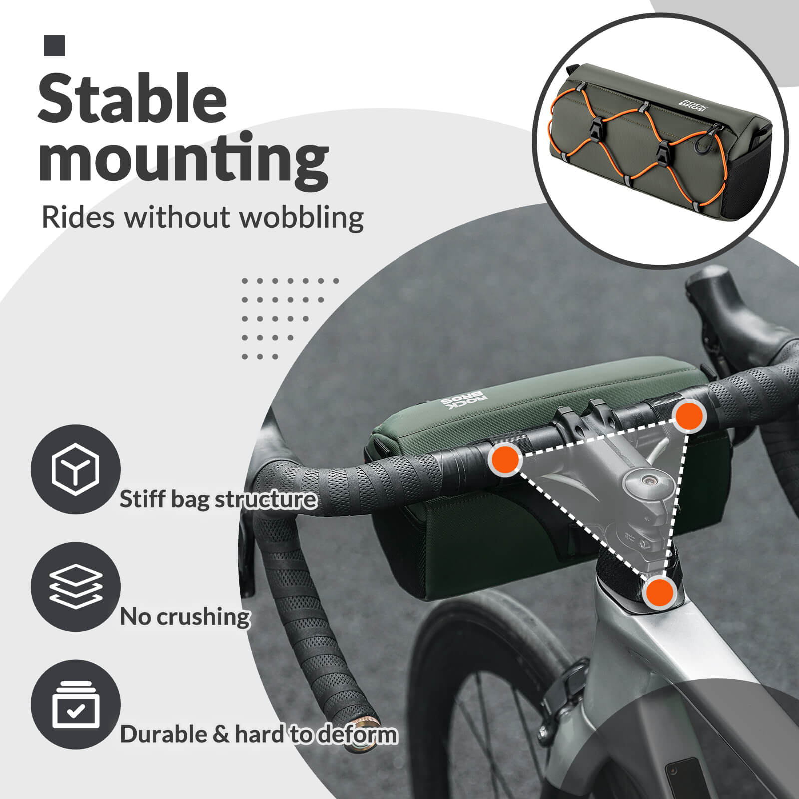 ROCKBROS Handlebar Bag 2.2L – Smart Storage On-The-Go! #Color_Army Green
