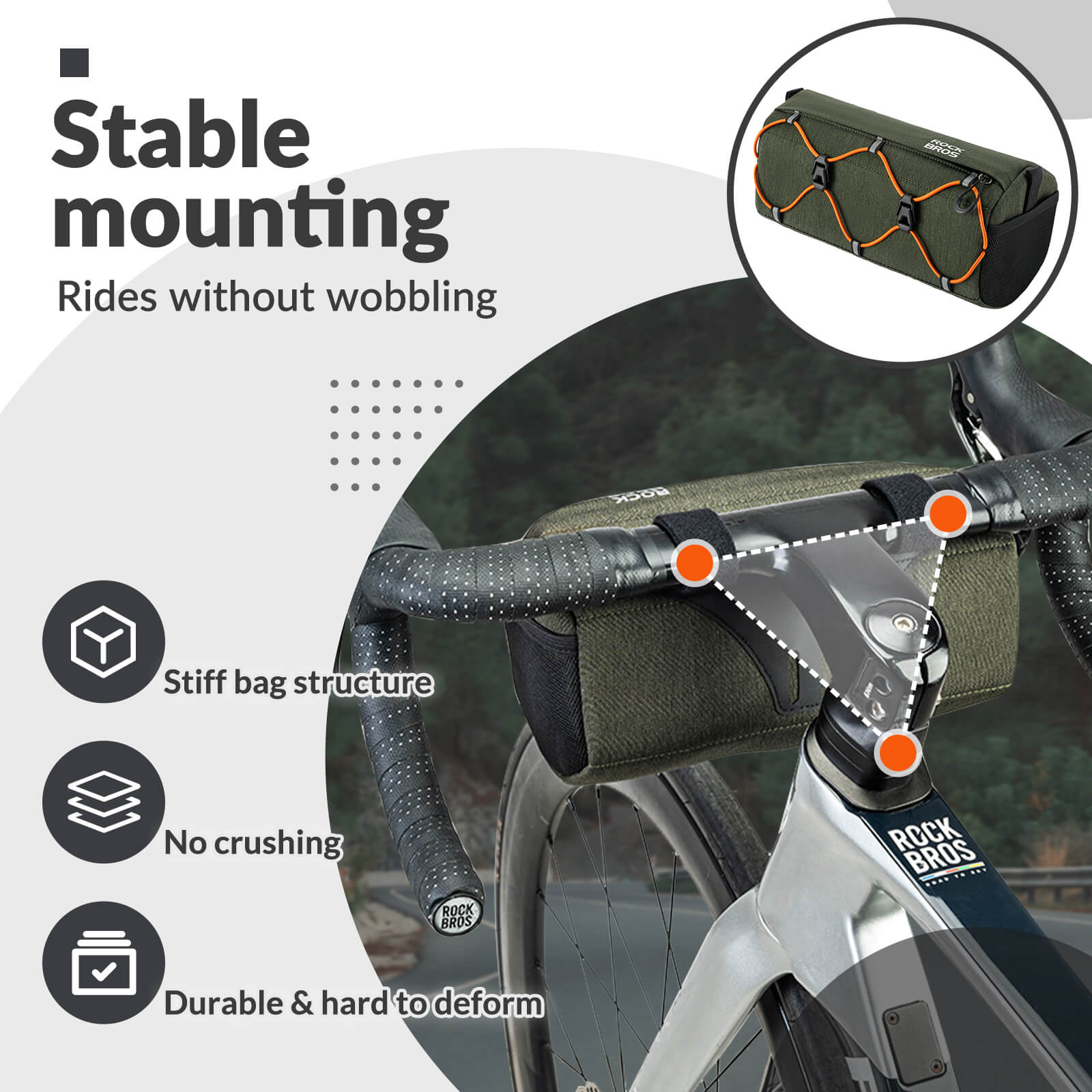 ROCKBROS Handlebar Bag 2.2L – Smart Storage On-The-Go! #Color_Dark Green