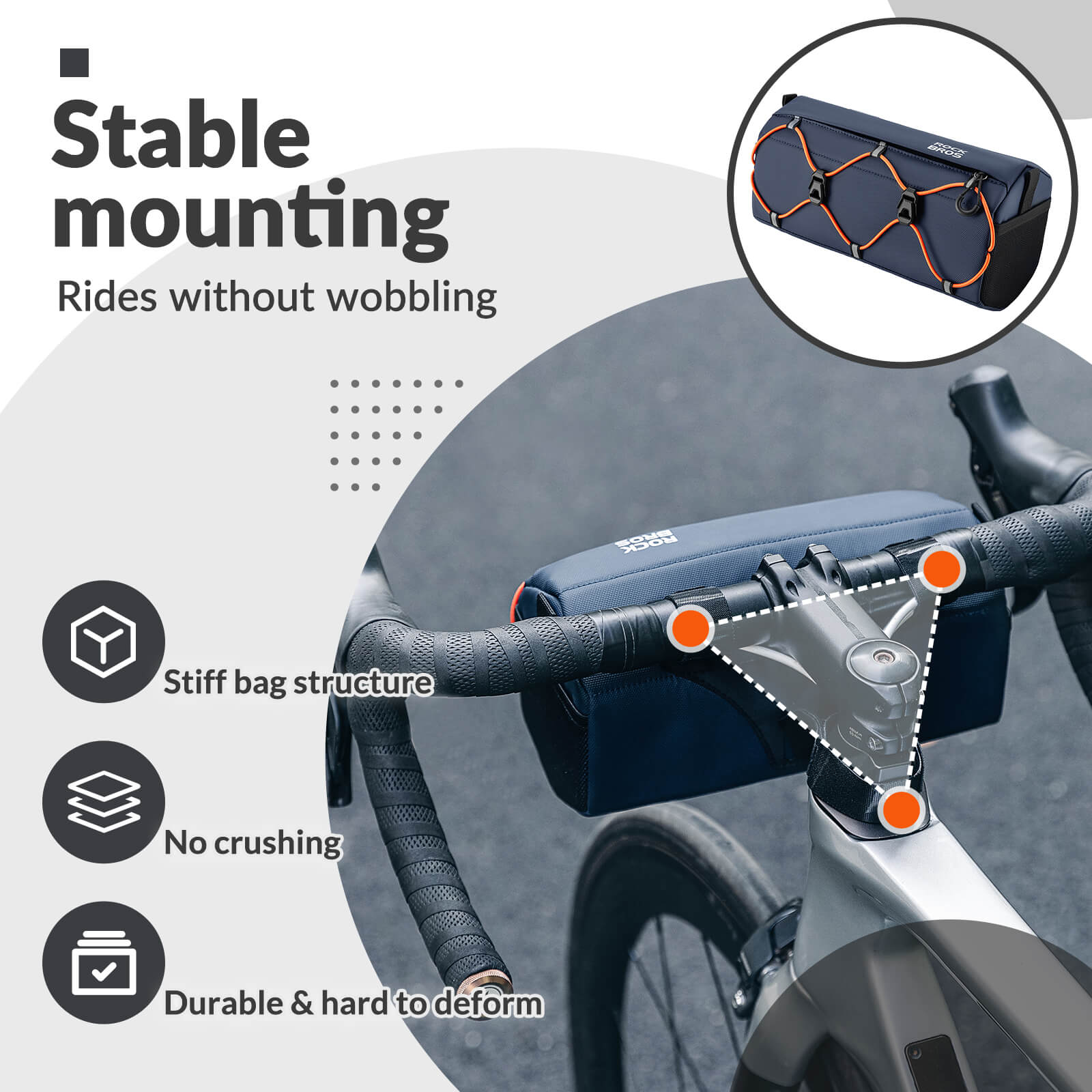 ROCKBROS Handlebar Bag 2.2L – Smart Storage On-The-Go! #Color_Dark Blue