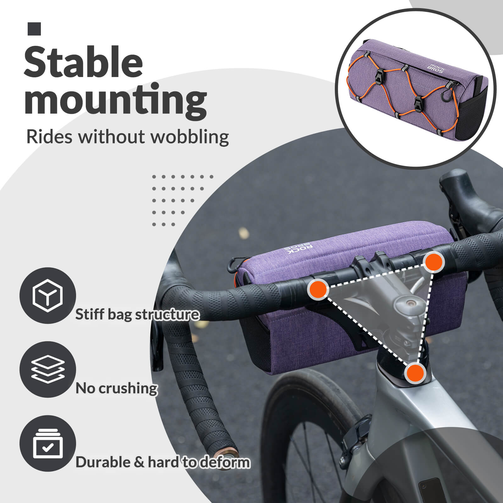 ROCKBROS Handlebar Bag 2.2L – Smart Storage On-The-Go! #Color_Purple