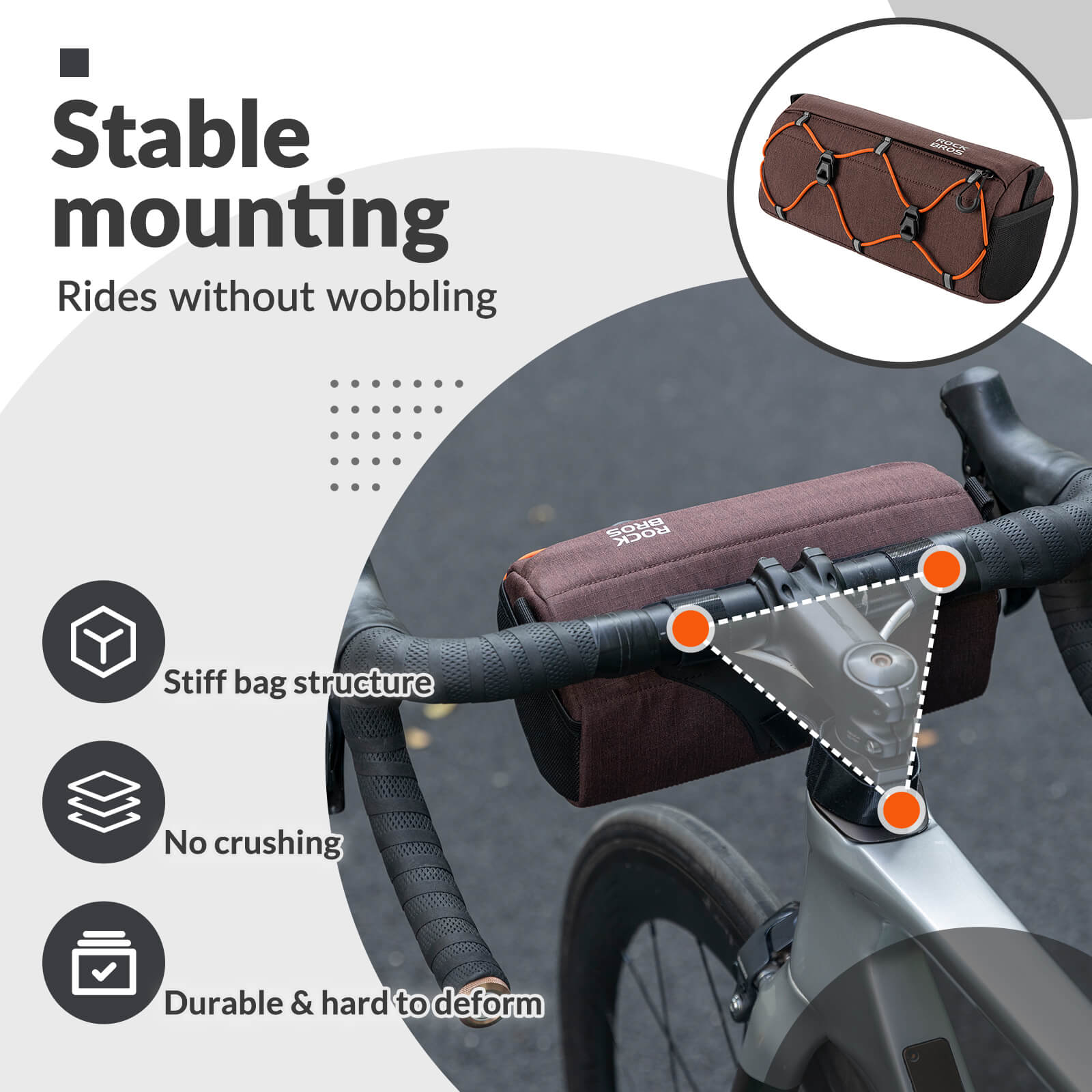 ROCKBROS Handlebar Bag 2.2L – Smart Storage On-The-Go! #Color_Brown