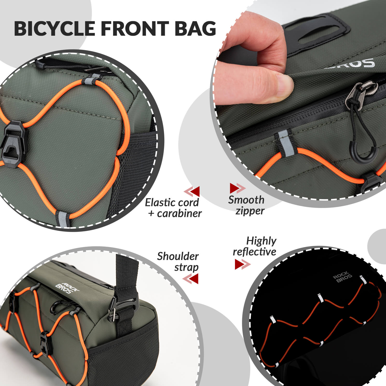 ROCKBROS Handlebar Bag 2.2L – Smart Storage On-The-Go! #Color_Army Green