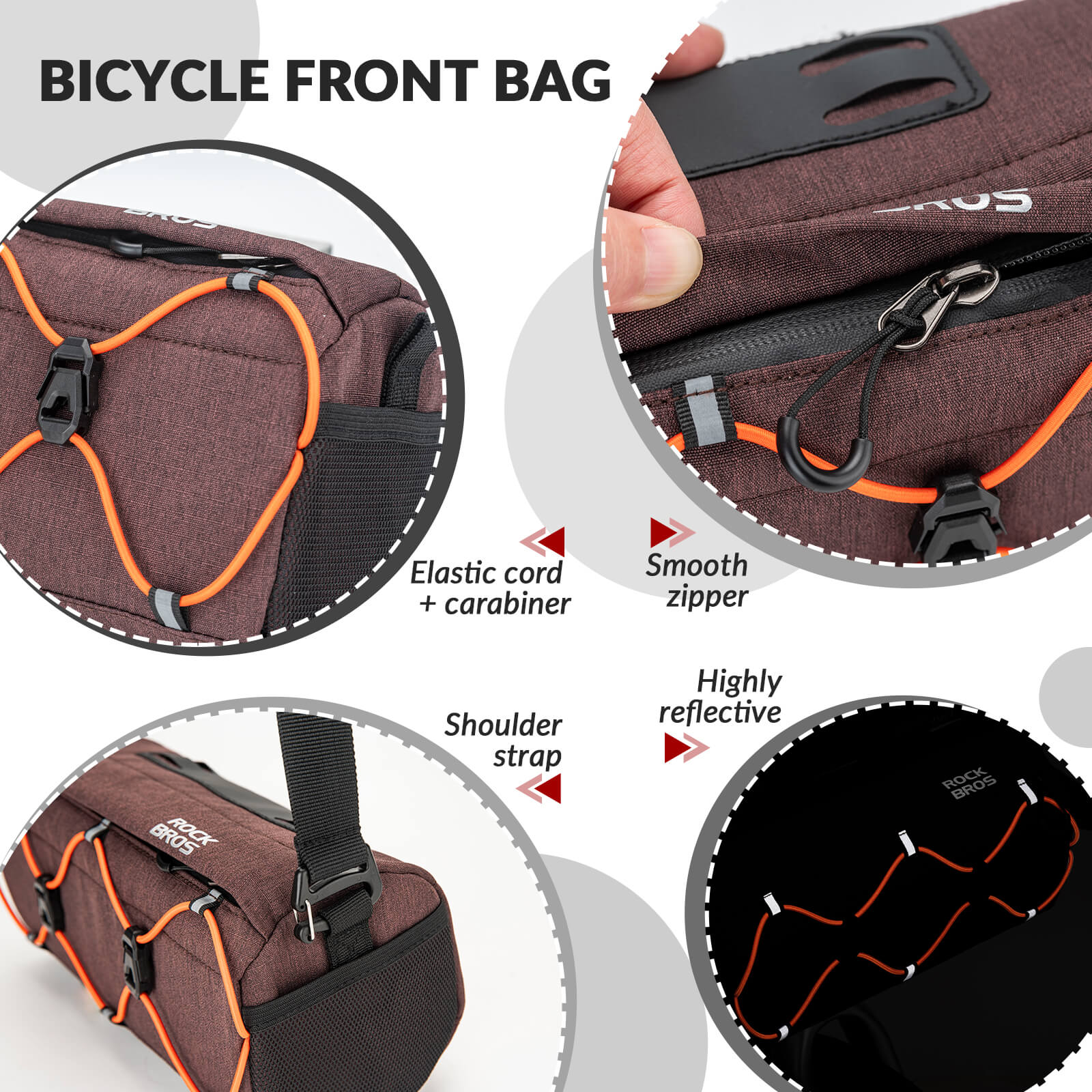 ROCKBROS Handlebar Bag 2.2L – Smart Storage On-The-Go! #Color_Brown