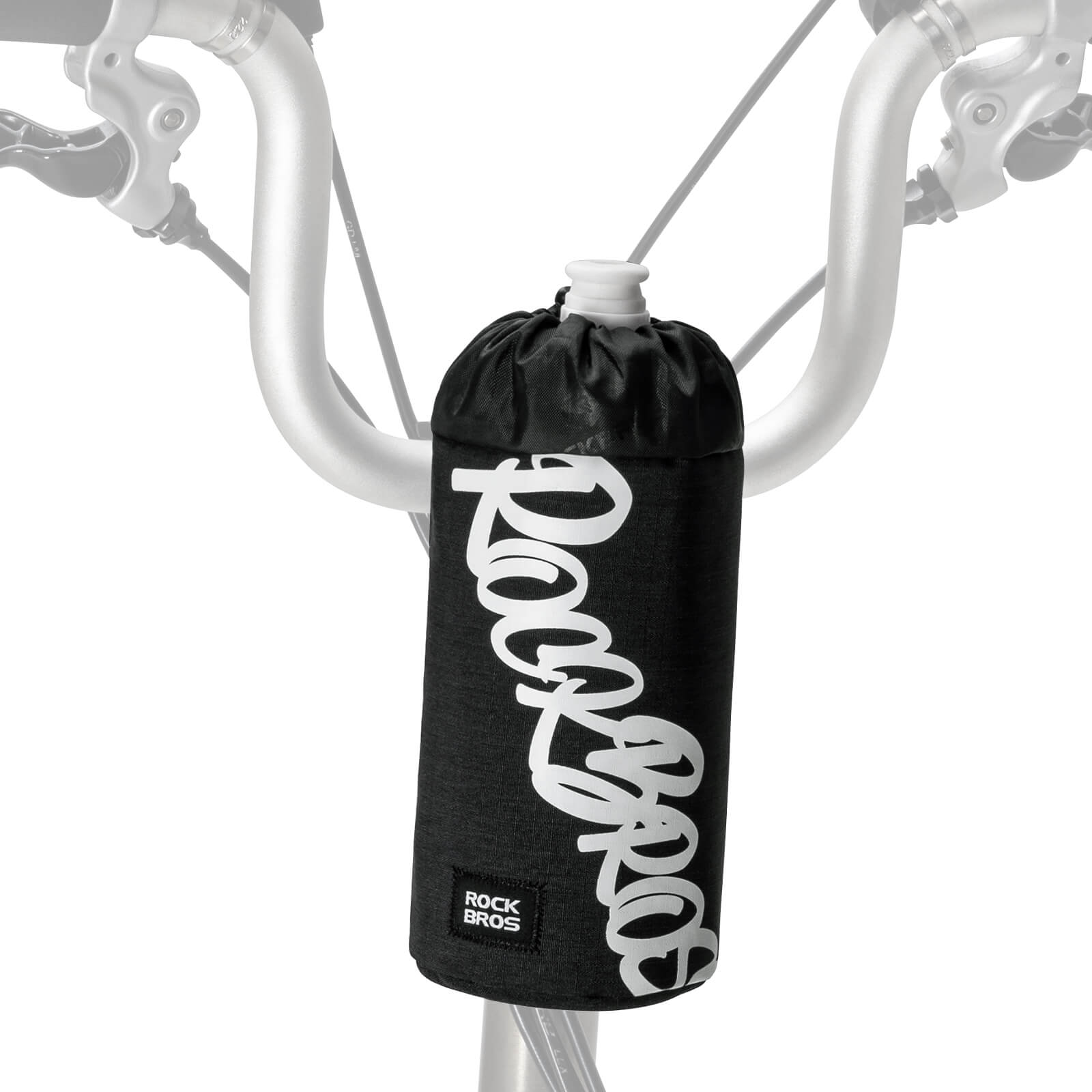 ROCKBROS 1L handlebar bag with integrated bottle holder, ideal for cycling hydration and storage.#Color_Black