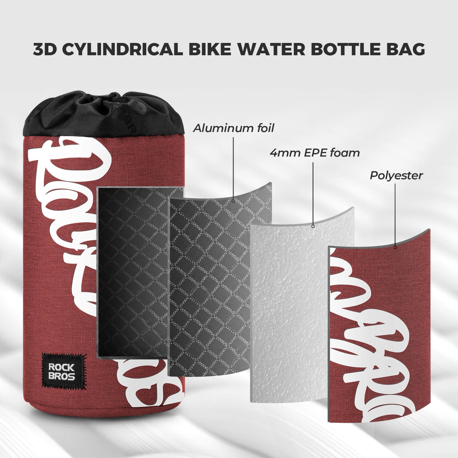 ROCKBROS 1L handlebar bag with integrated bottle holder, ideal for cycling hydration and storage.#Color_Red