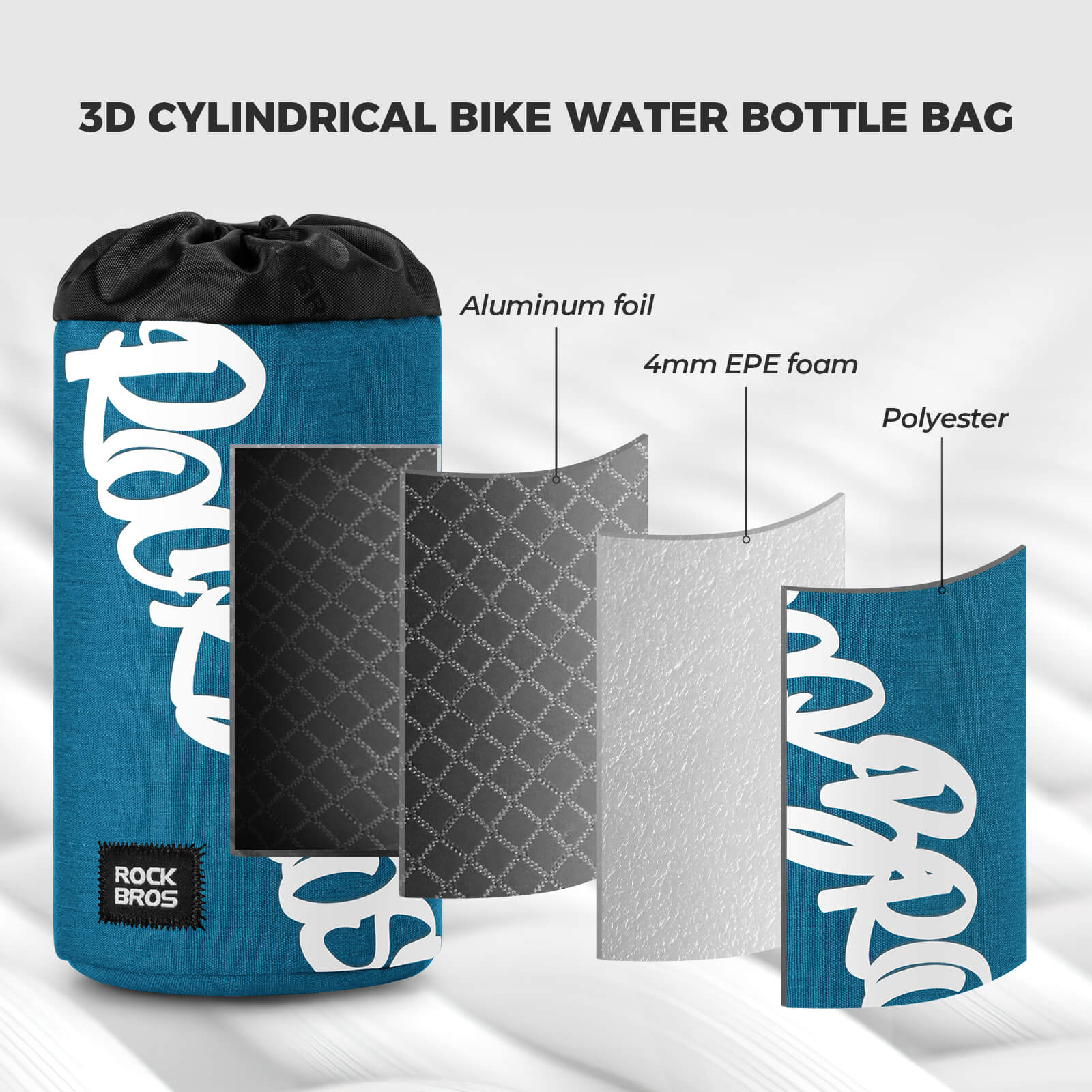 ROCKBROS 1L handlebar bag with integrated bottle holder, ideal for cycling hydration and storage.#Color_Blue