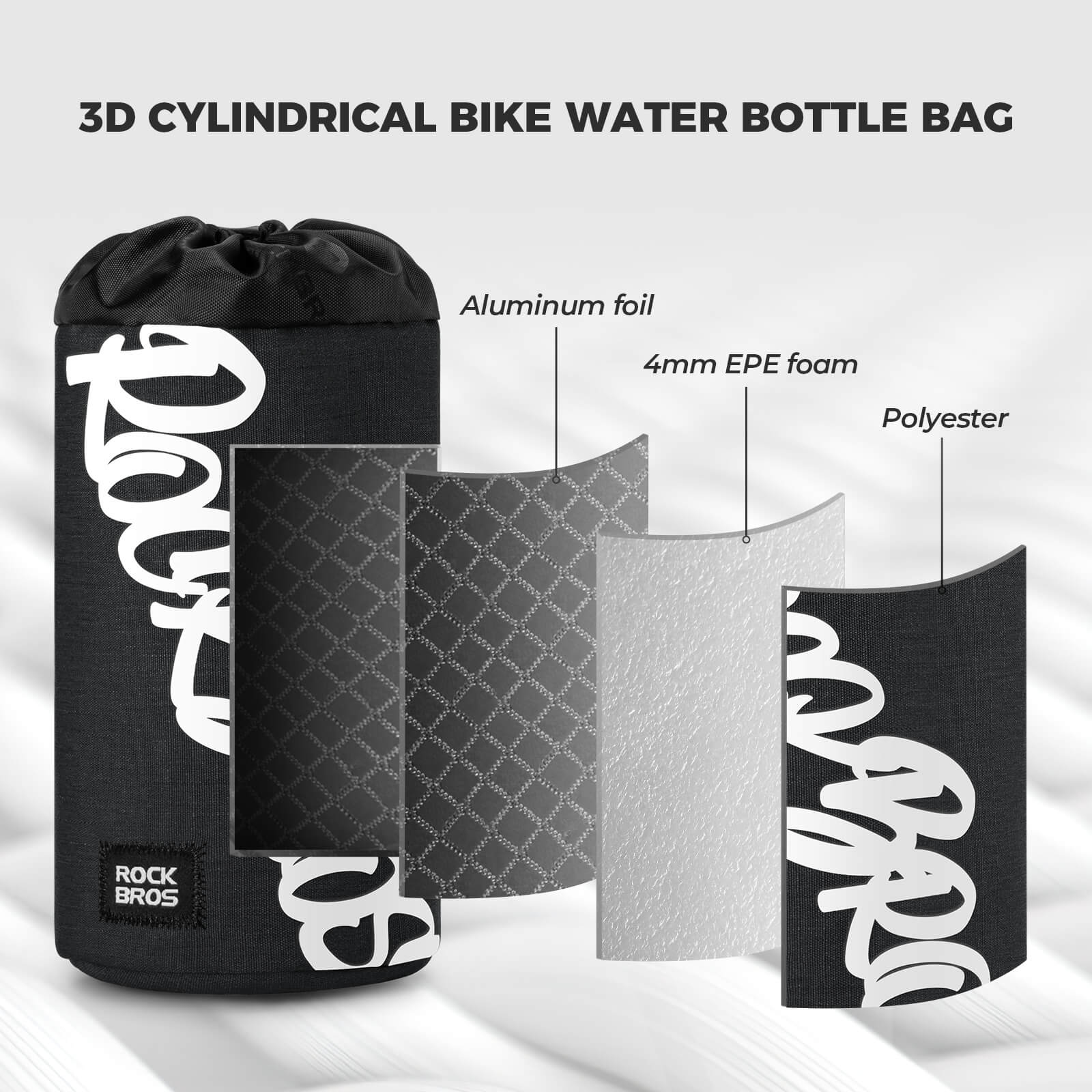 ROCKBROS 1L handlebar bag with integrated bottle holder, ideal for cycling hydration and storage.#Color_Black