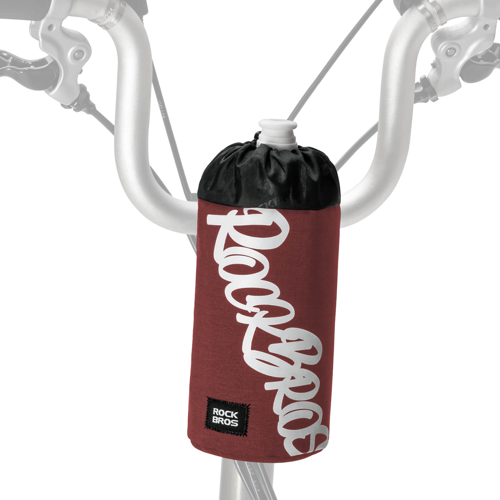 ROCKBROS 1L handlebar bag with integrated bottle holder, ideal for cycling hydration and storage.#Color_Red