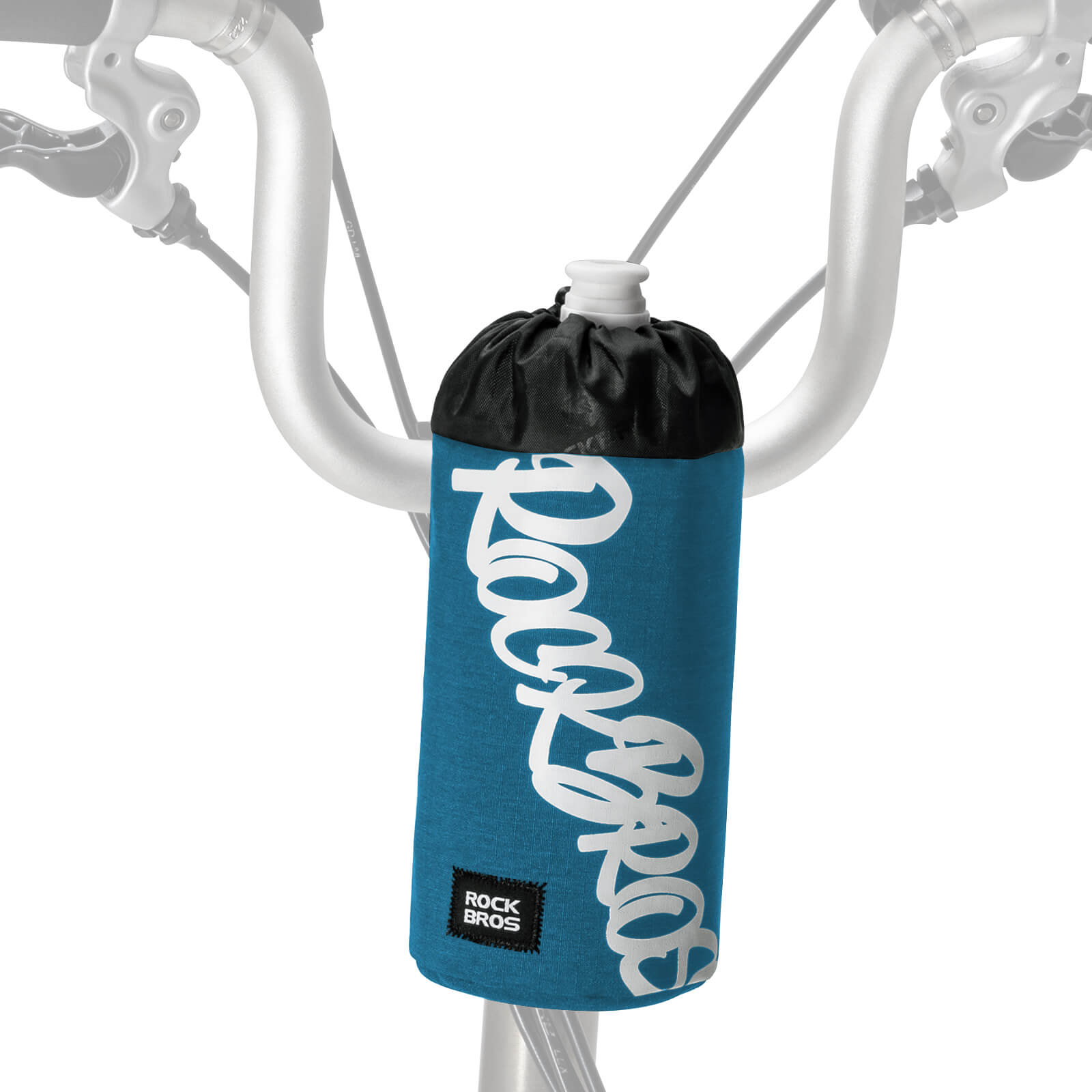 ROCKBROS 1L handlebar bag with integrated bottle holder, ideal for cycling hydration and storage.#Color_Blue