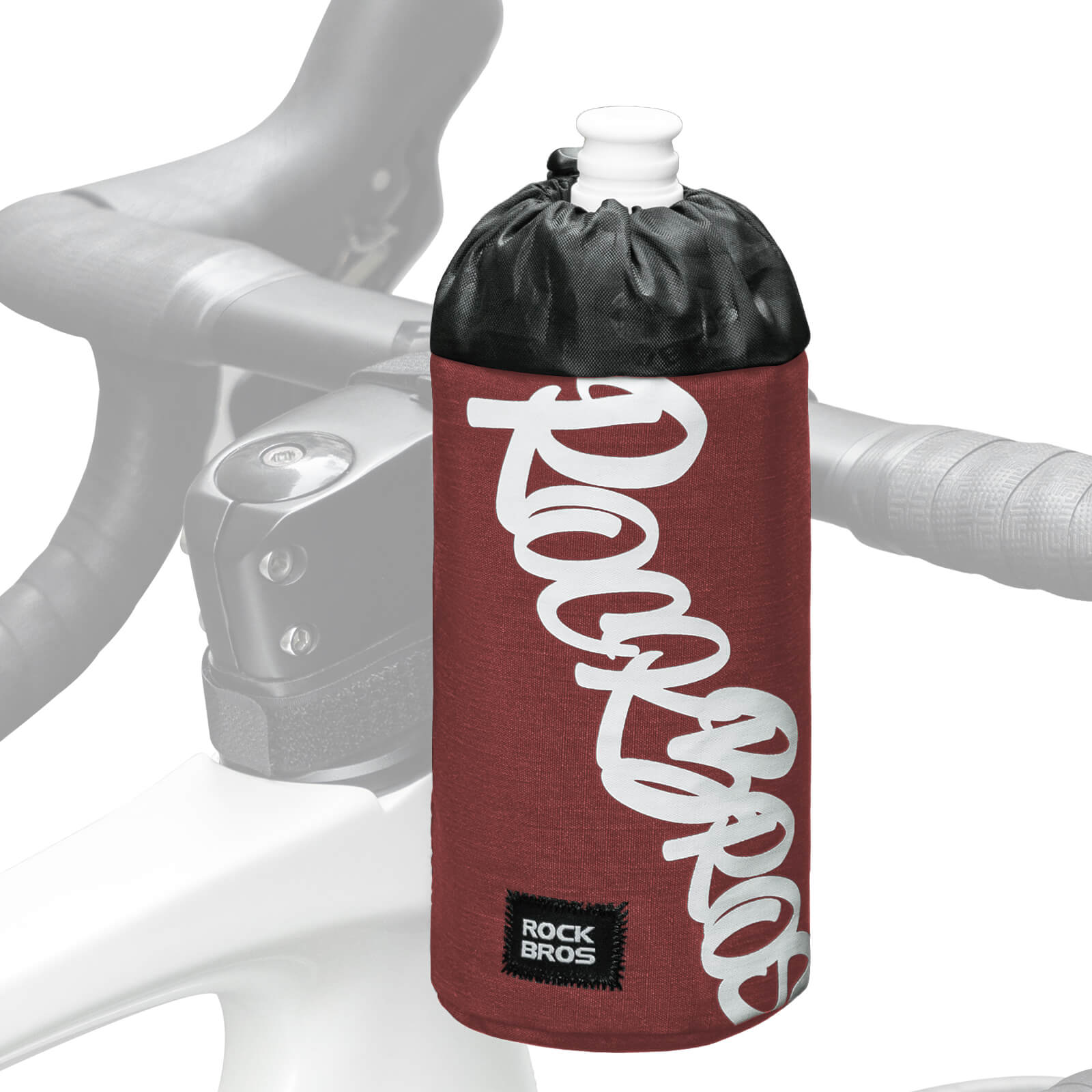 ROCKBROS 1L handlebar bag with integrated bottle holder, ideal for cycling hydration and storage.#Color_Red
