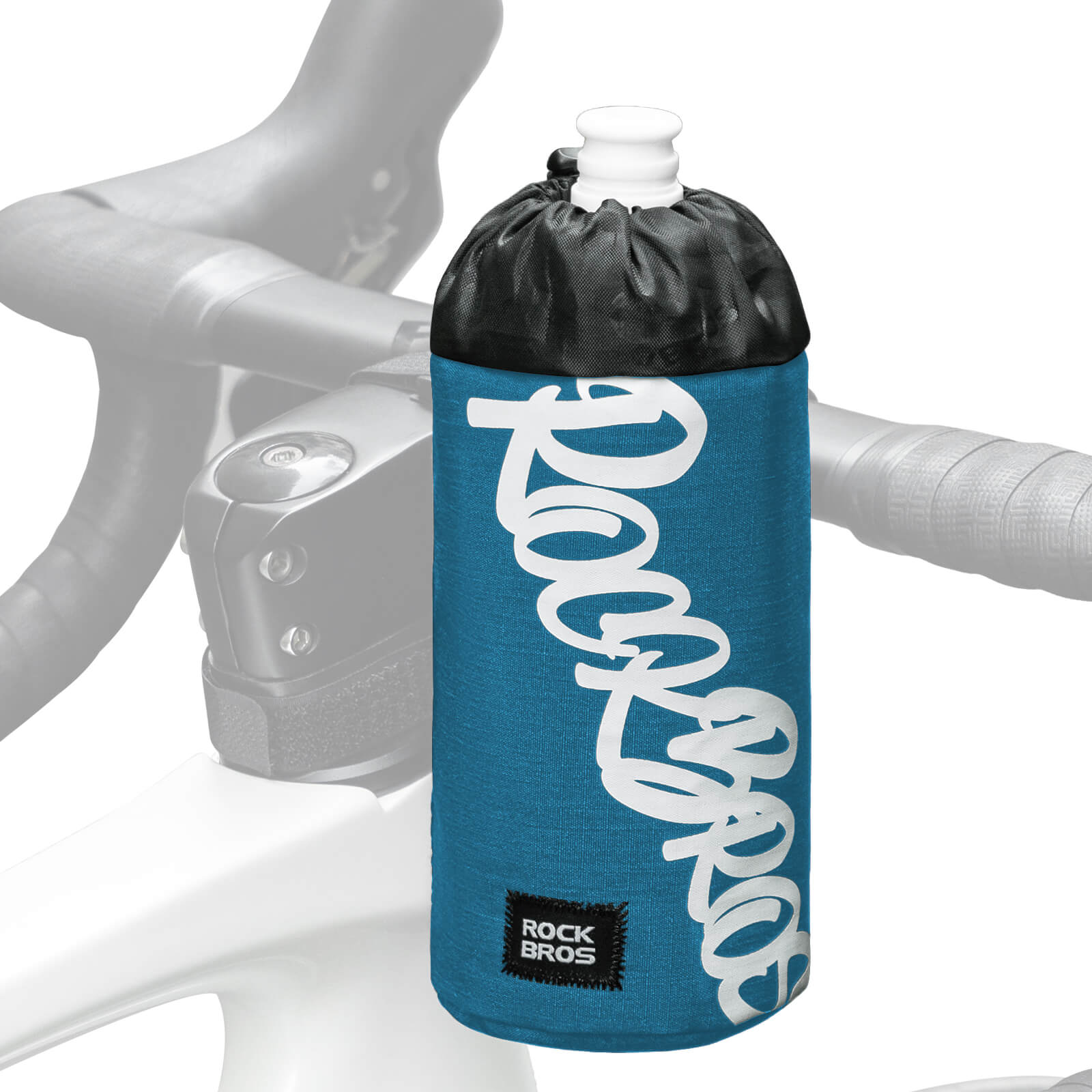ROCKBROS 1L handlebar bag with integrated bottle holder, ideal for cycling hydration and storage.#Color_Blue