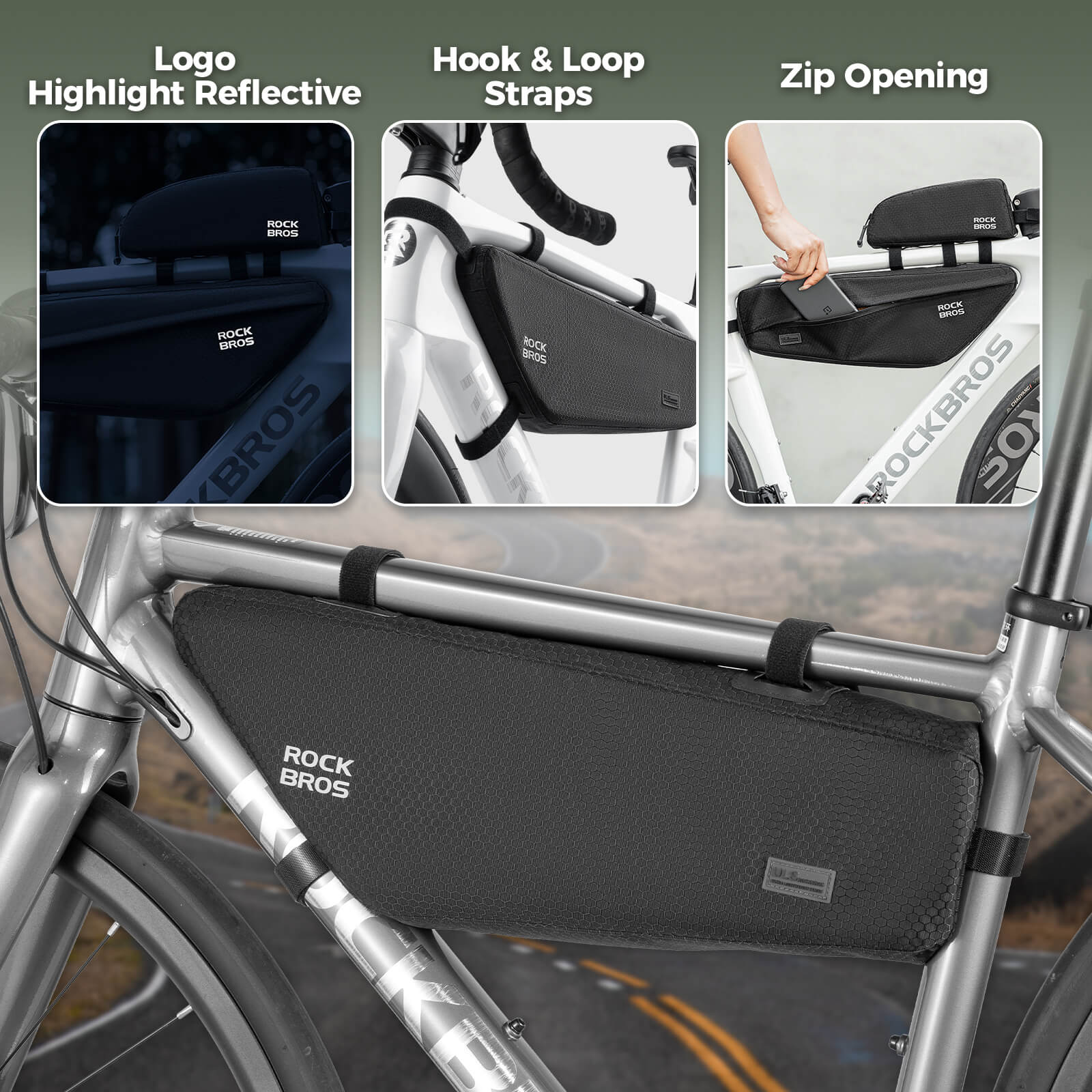 ROCKBROS Bicycle Frame Bag – Waterproof 2.9L Storage (Road/MTB/Gravel)