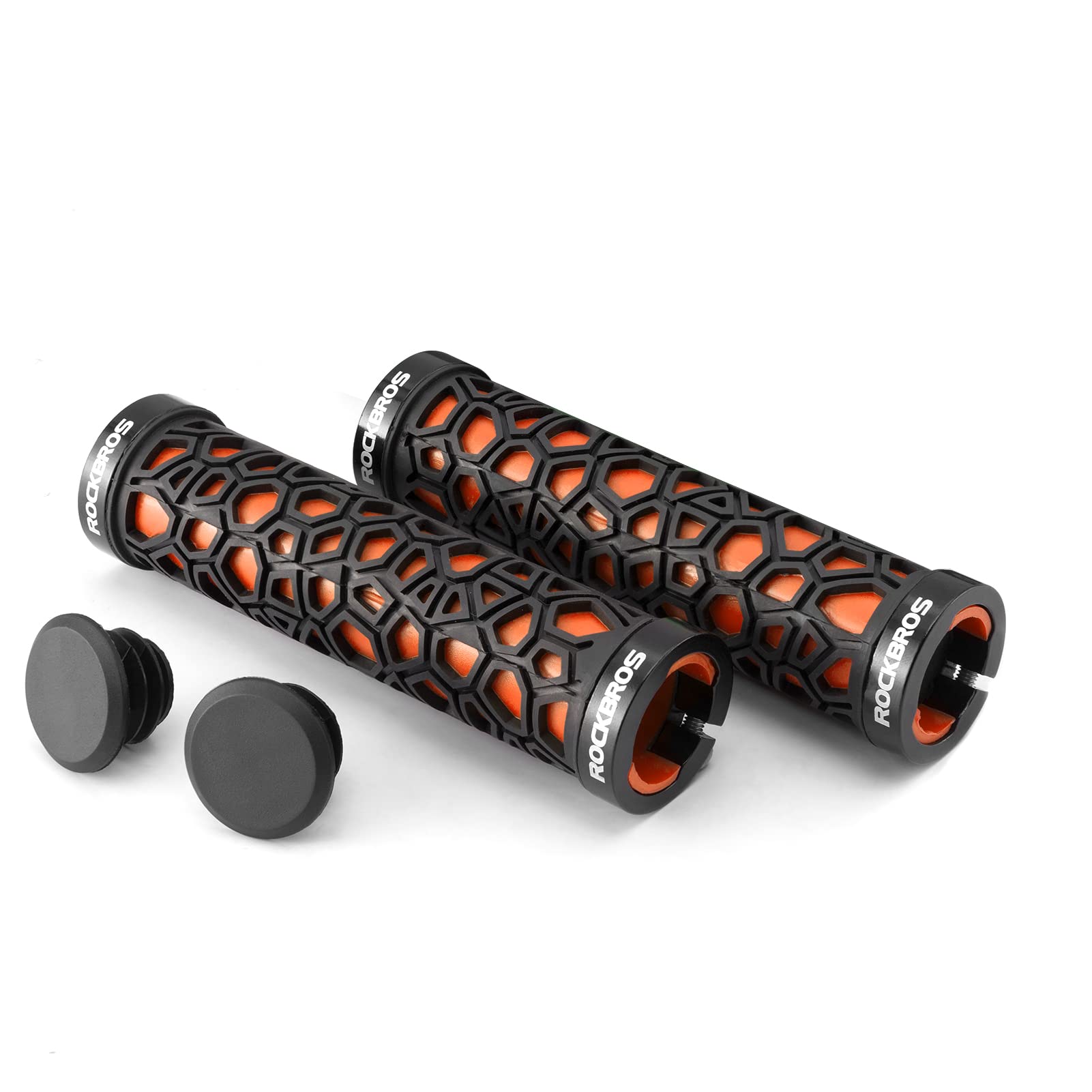 ROCKBROS Bicycle Handlebar Grips Aluminum Alloy Double Lock-on Bike Grips #Color_Orange