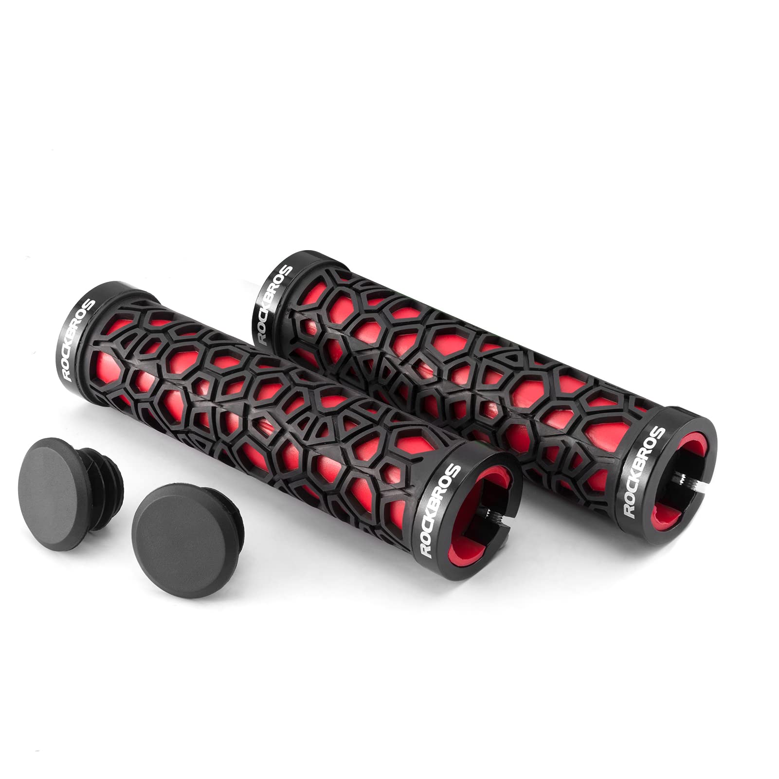 ROCKBROS Bicycle Handlebar Grips Aluminum Alloy Double Lock-on Bike Grips #Color_Red