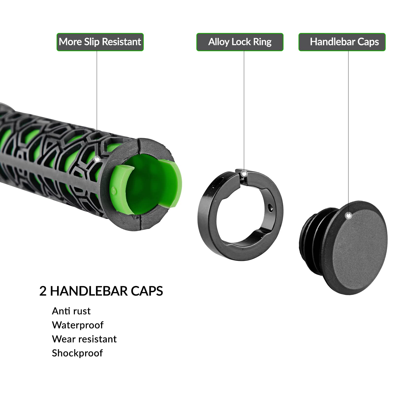 ROCKBROS Bicycle Handlebar Grips Aluminum Alloy Double Lock-on Bike Grips #Color_Red