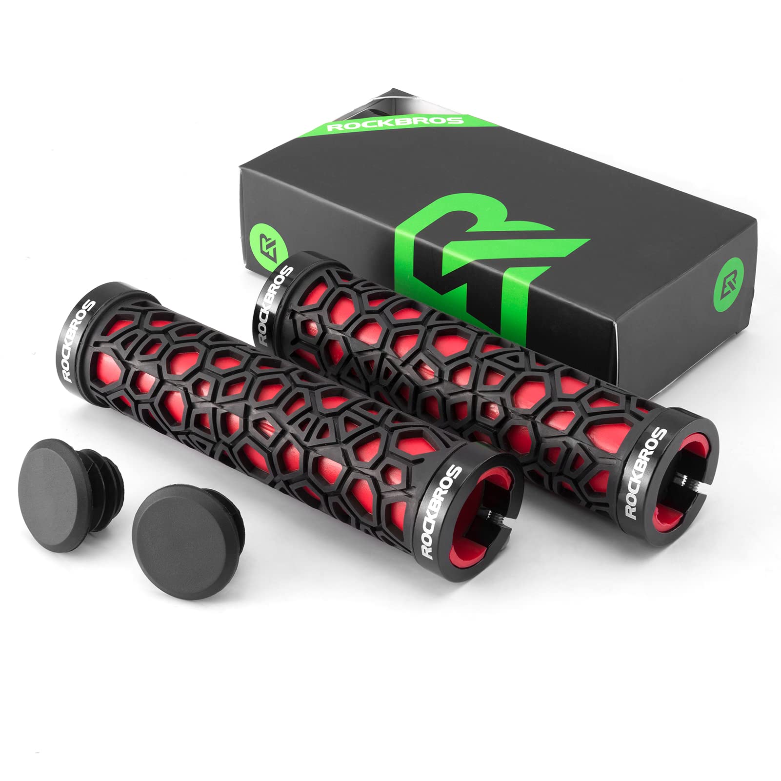 ROCKBROS Bicycle Handlebar Grips Aluminum Alloy Double Lock-on Bike Grips #Color_Red